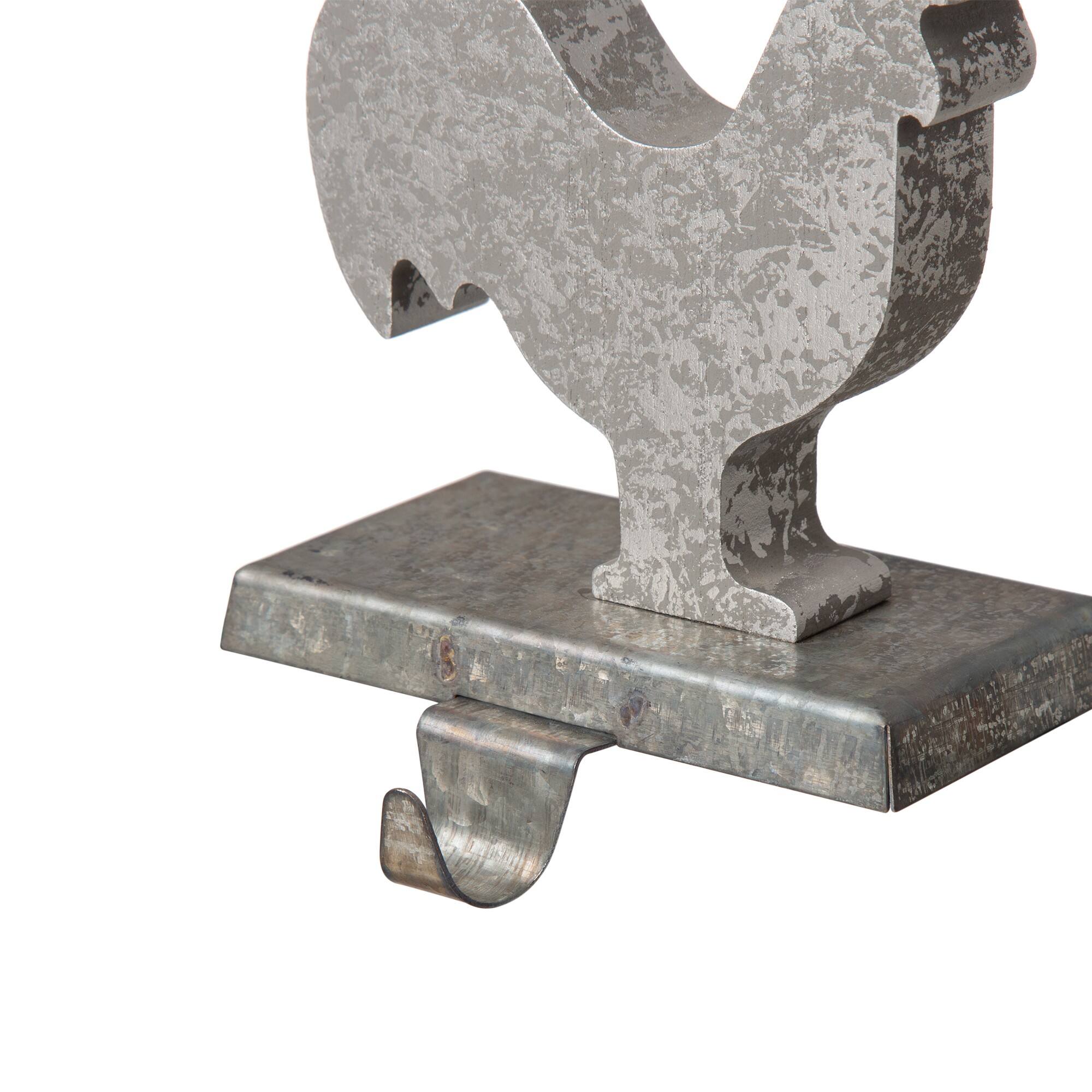 Glitzhome&#xAE; Galvanized Rooster Stocking Holders, 2ct.
