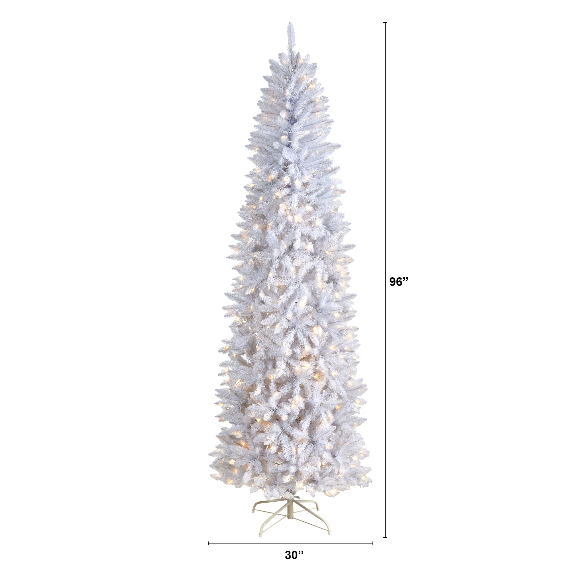 8ft. Pre-Lit White Artificial Christmas Tree, Warm White LED Lights