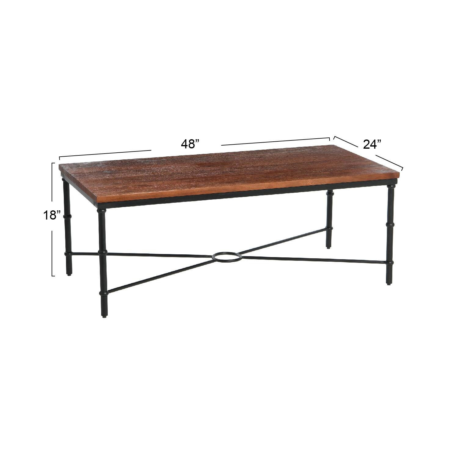 Hello Honey® Saratoga 4ft. Dark Chestnut Rustic Solid Wood & Metal Coffee Table