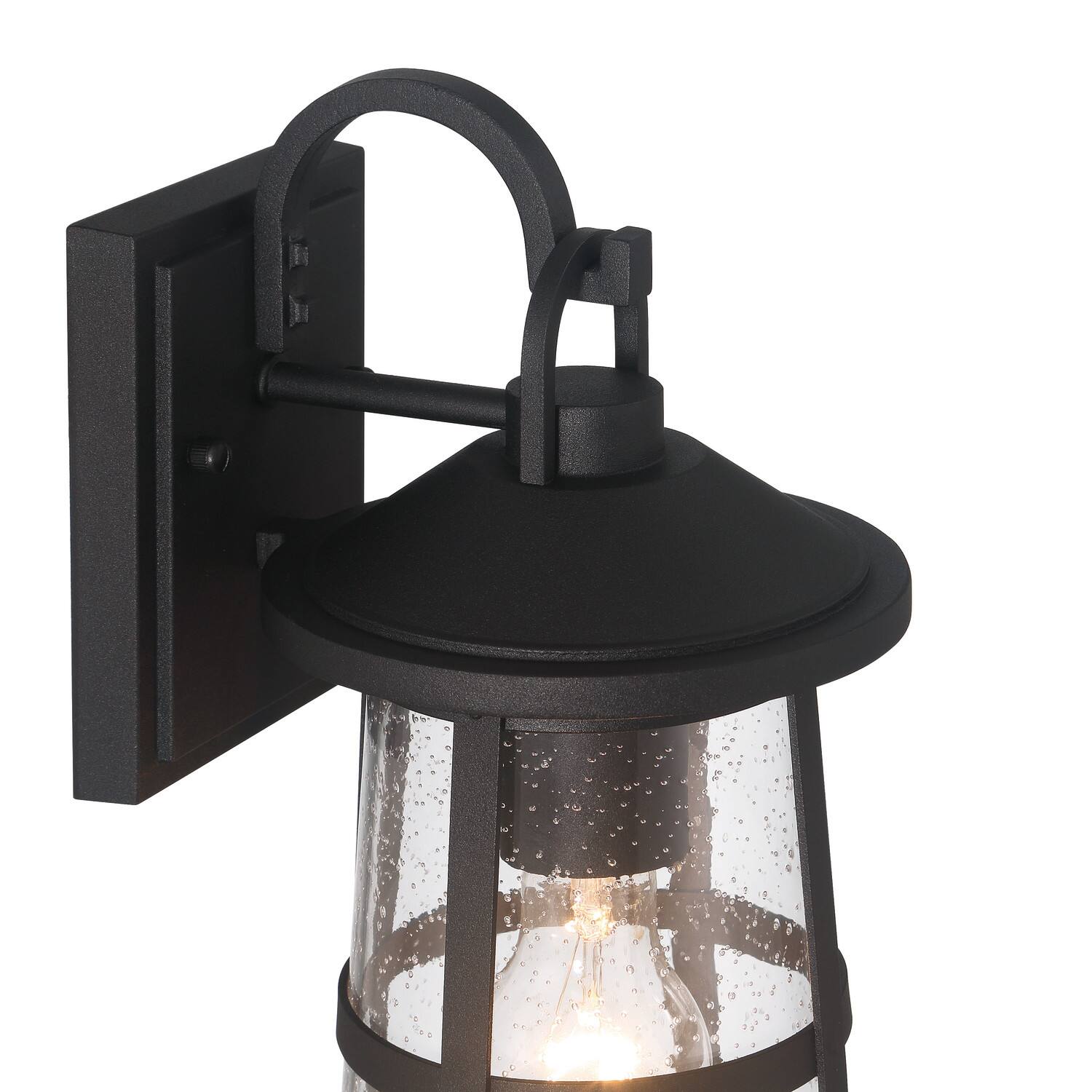 Hello Honey&#xAE; Nantucket Matte Black Coastal Metal &#x26; Glass Wall Mounted Outdoor Lantern Light