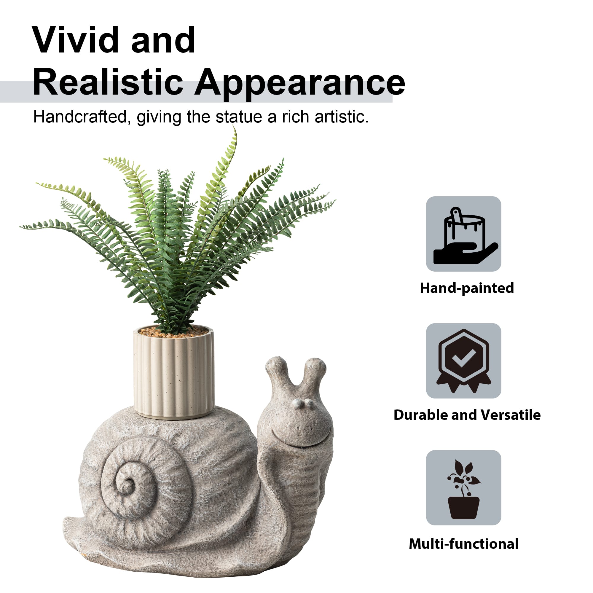 Glitzhome&#xAE; 16.25&#x22; Snail Garden Statue Planter Stand