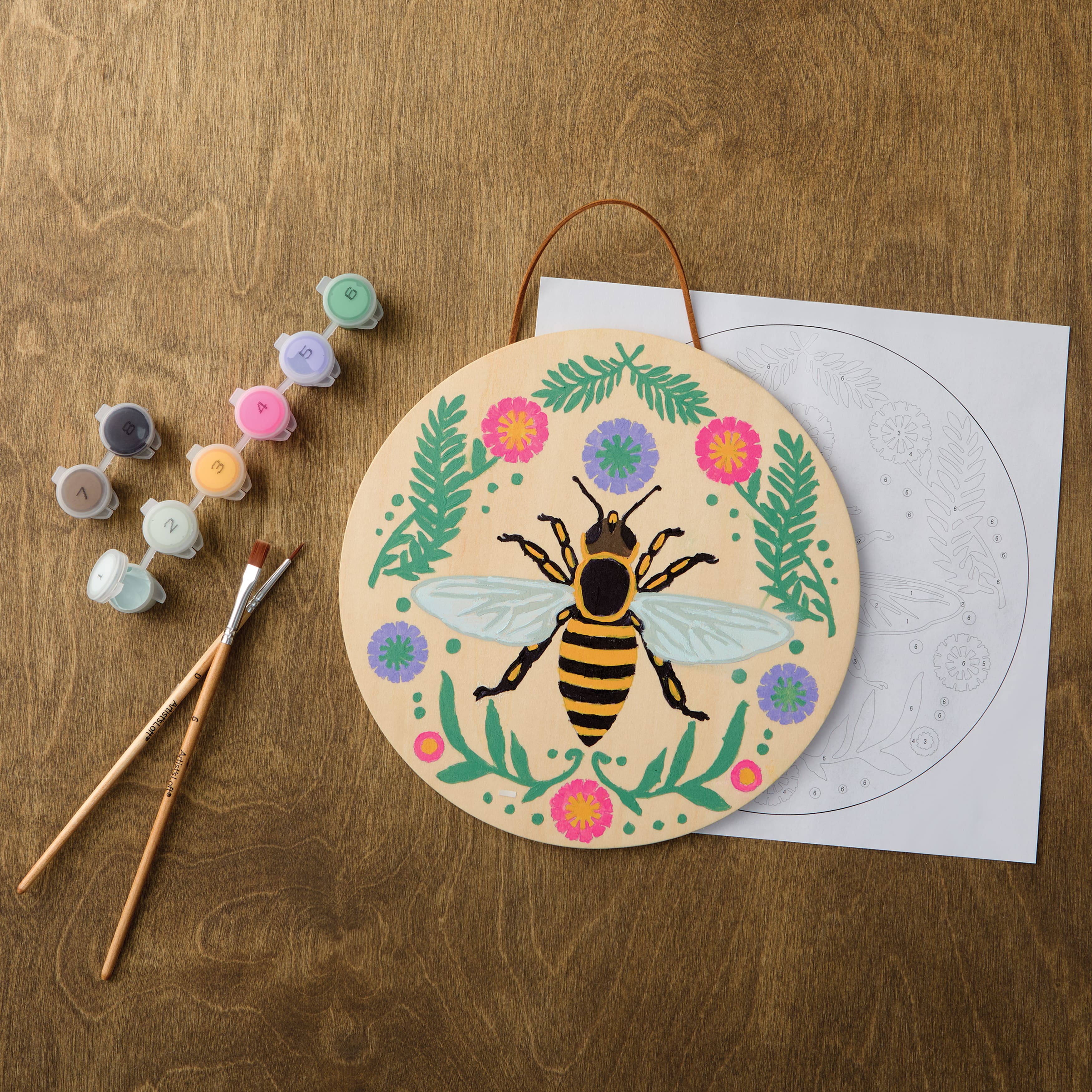 Bee Paint-by-Number Round Plywood Surface Kit by Artist's Loft®