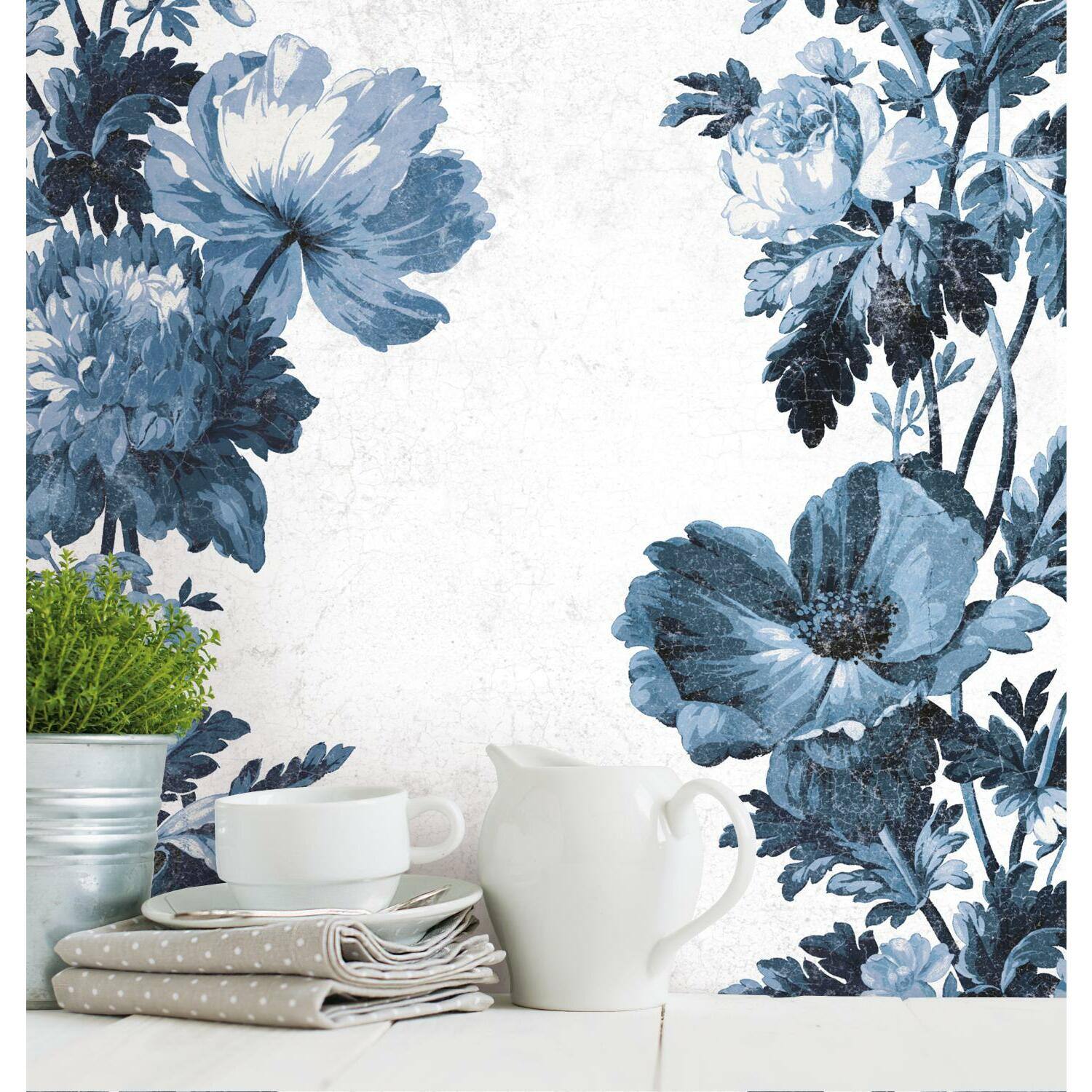 RoomMates Vintage Floral Stripe Peel &#x26; Stick Wallpaper