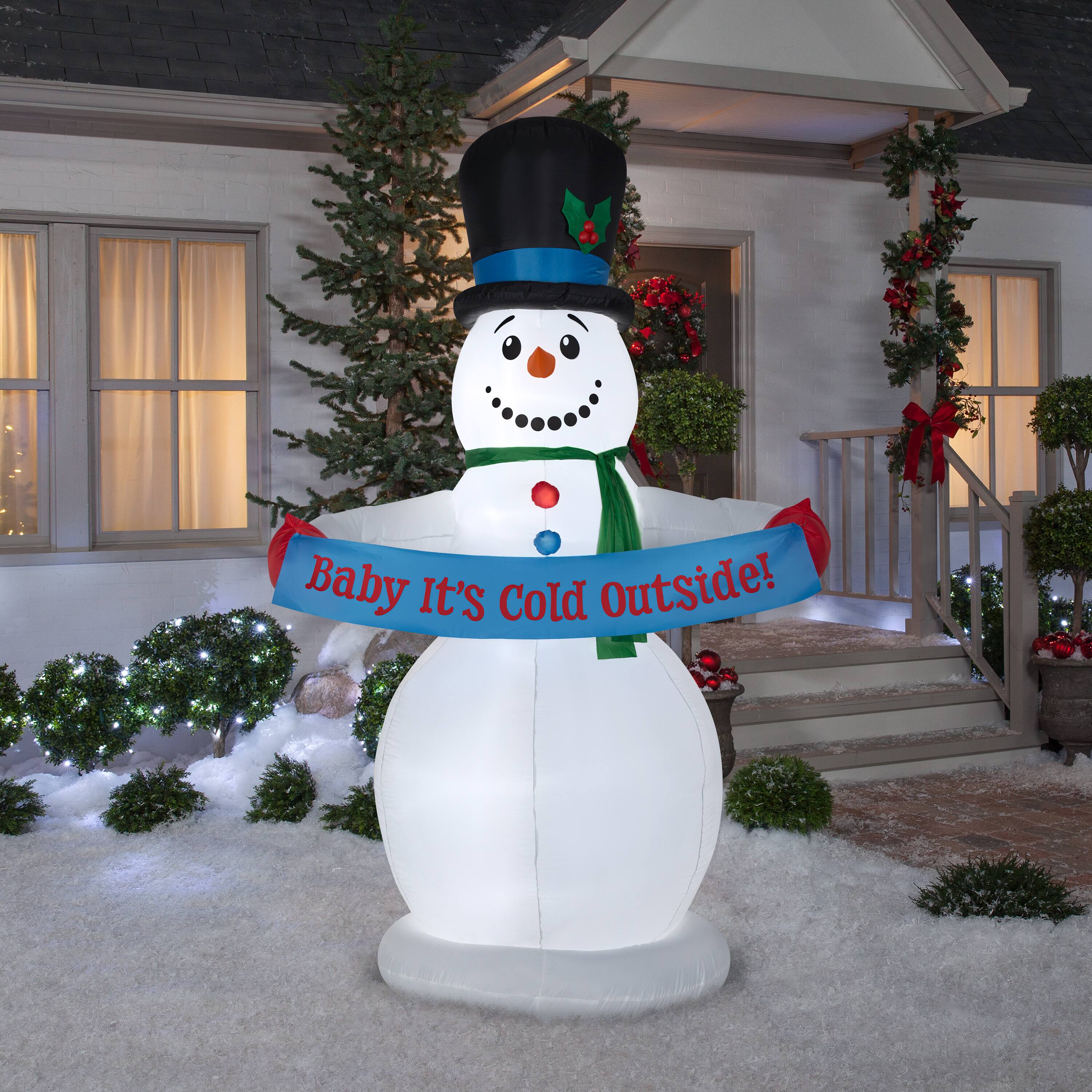 8ft. Airblown® Inflatable Christmas Snowman with Banner