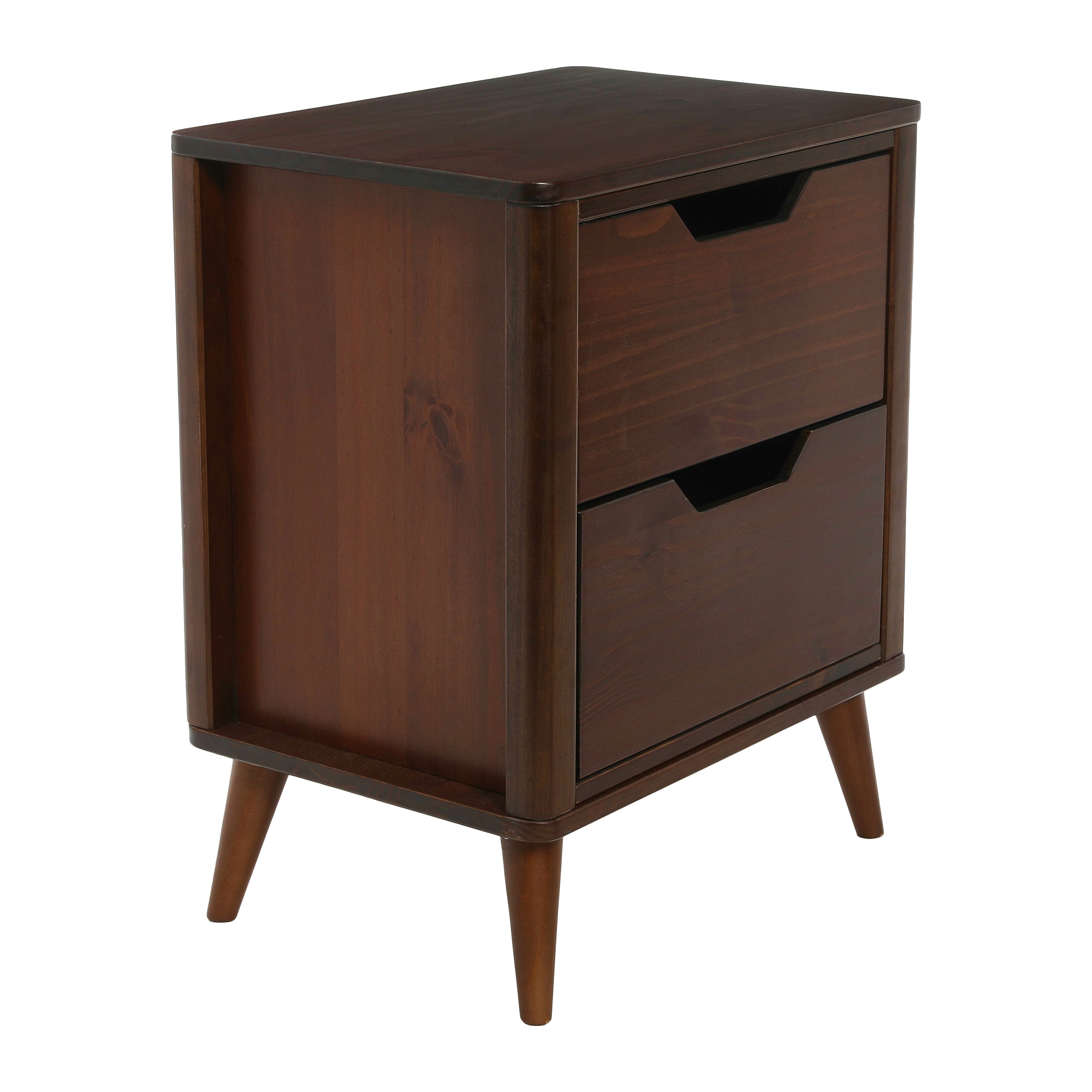 Hello Honey&#xAE; 26&#x22; Yume Mid Century Modern Solid Wood Nightstand with 2 Storage Drawers