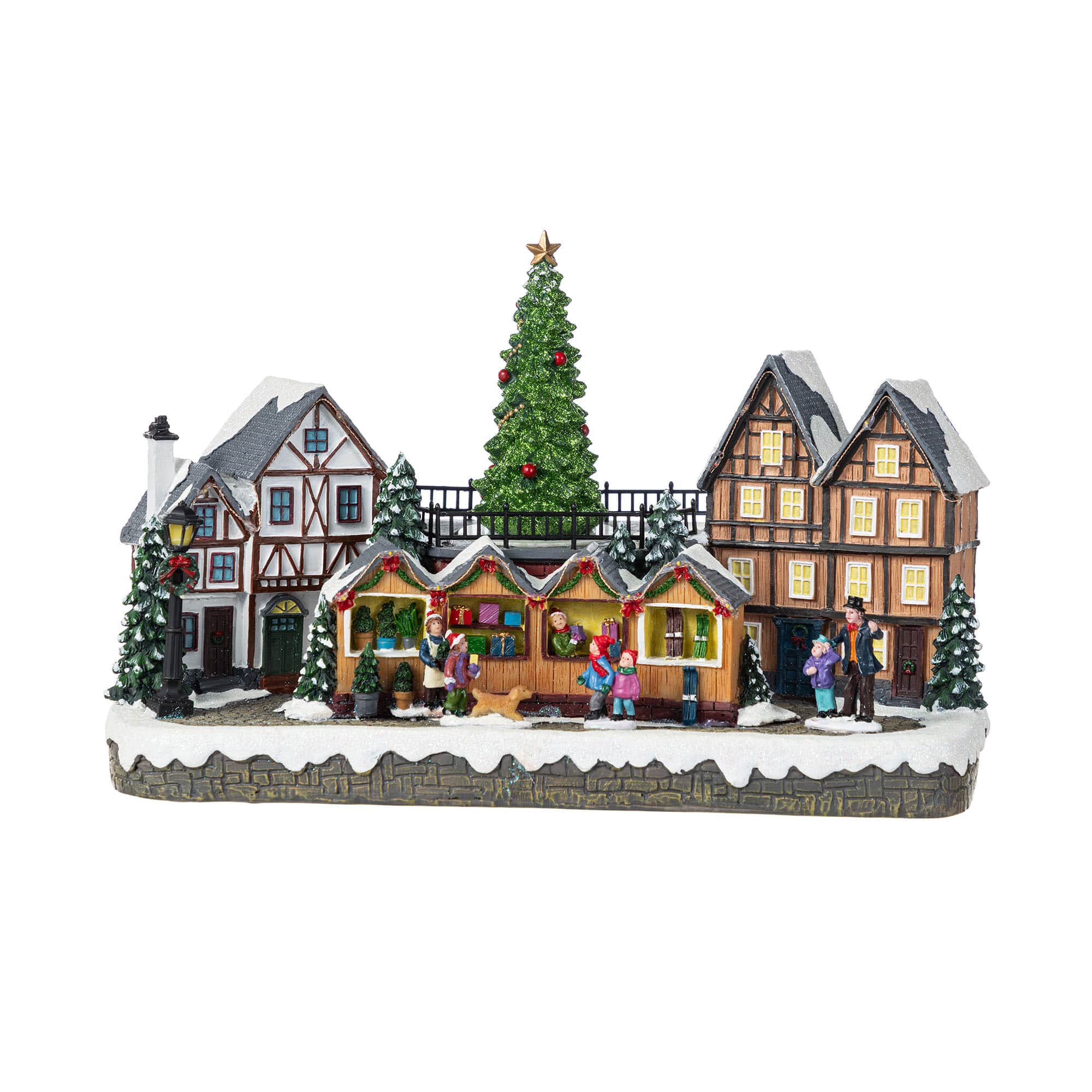 Glitzhome&#xAE; 15.25&#x22; Christmas Oversized Resin Lighted Table Village Decor