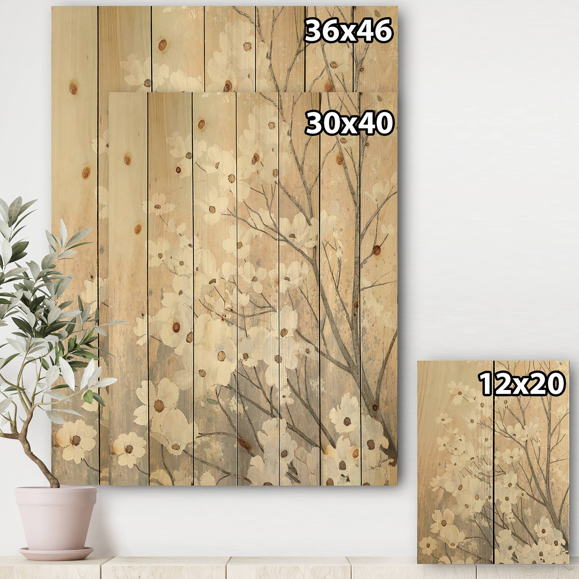 Designart - Brown onn Grey Blossoms