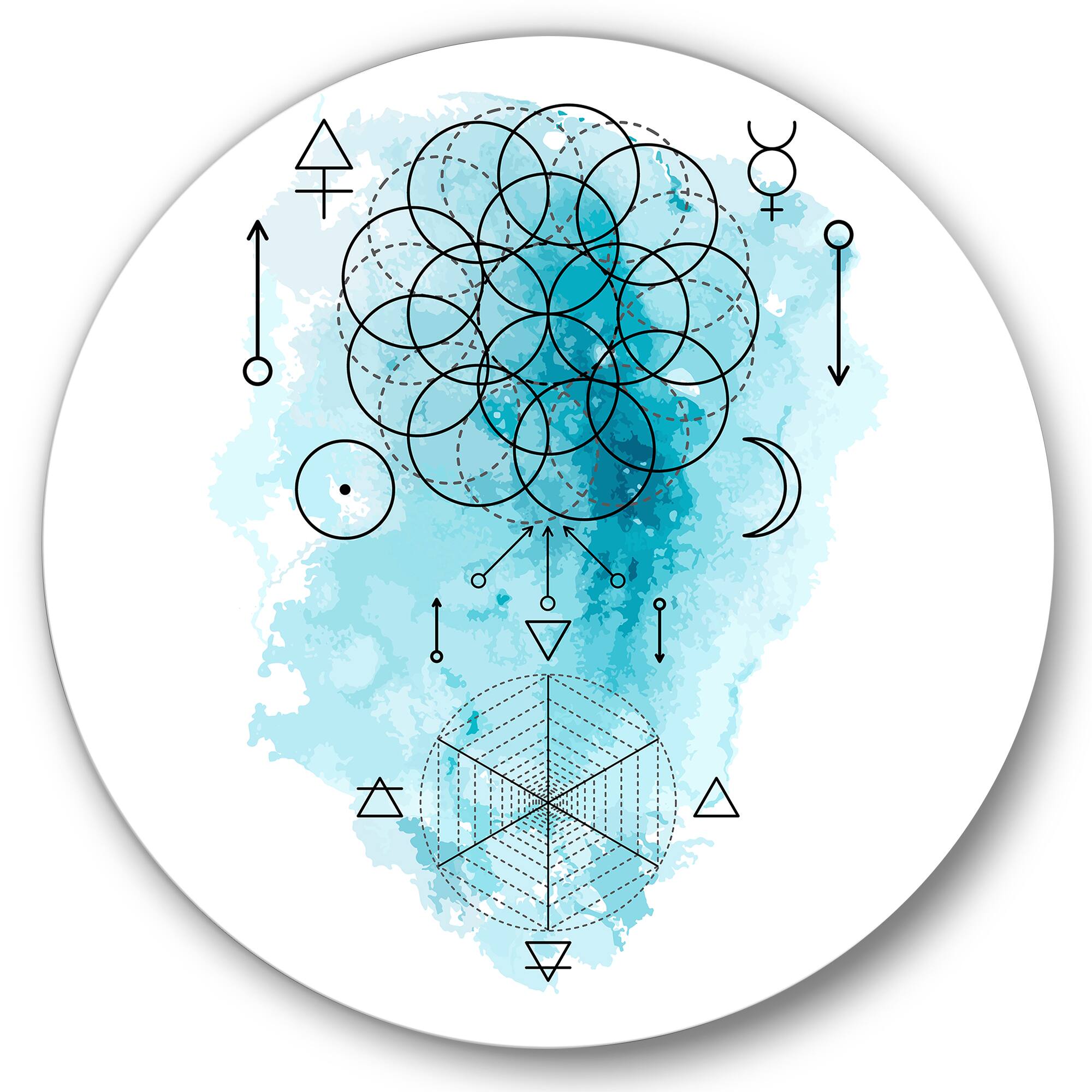 Designart - Symbol of Alchemy and Sacred Geometry I - Bohemian &#x26; Eclectic Metal Circle Wall Art