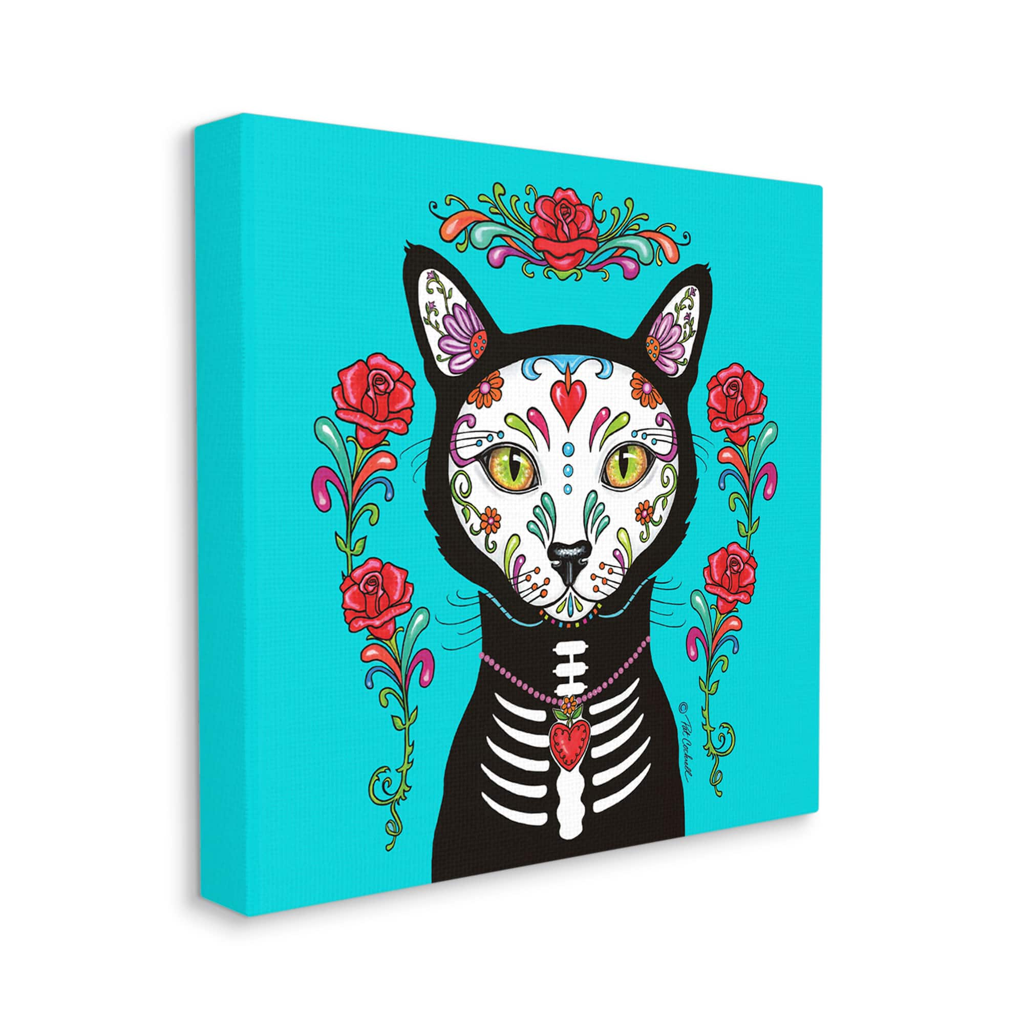 Stupell Industries Day of Dead Cat Portrait Canvas Wall Art