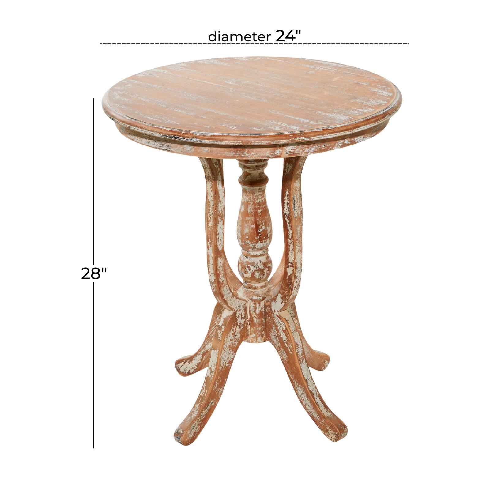 24" Brown Chinese Fir Farmhouse Accent Table