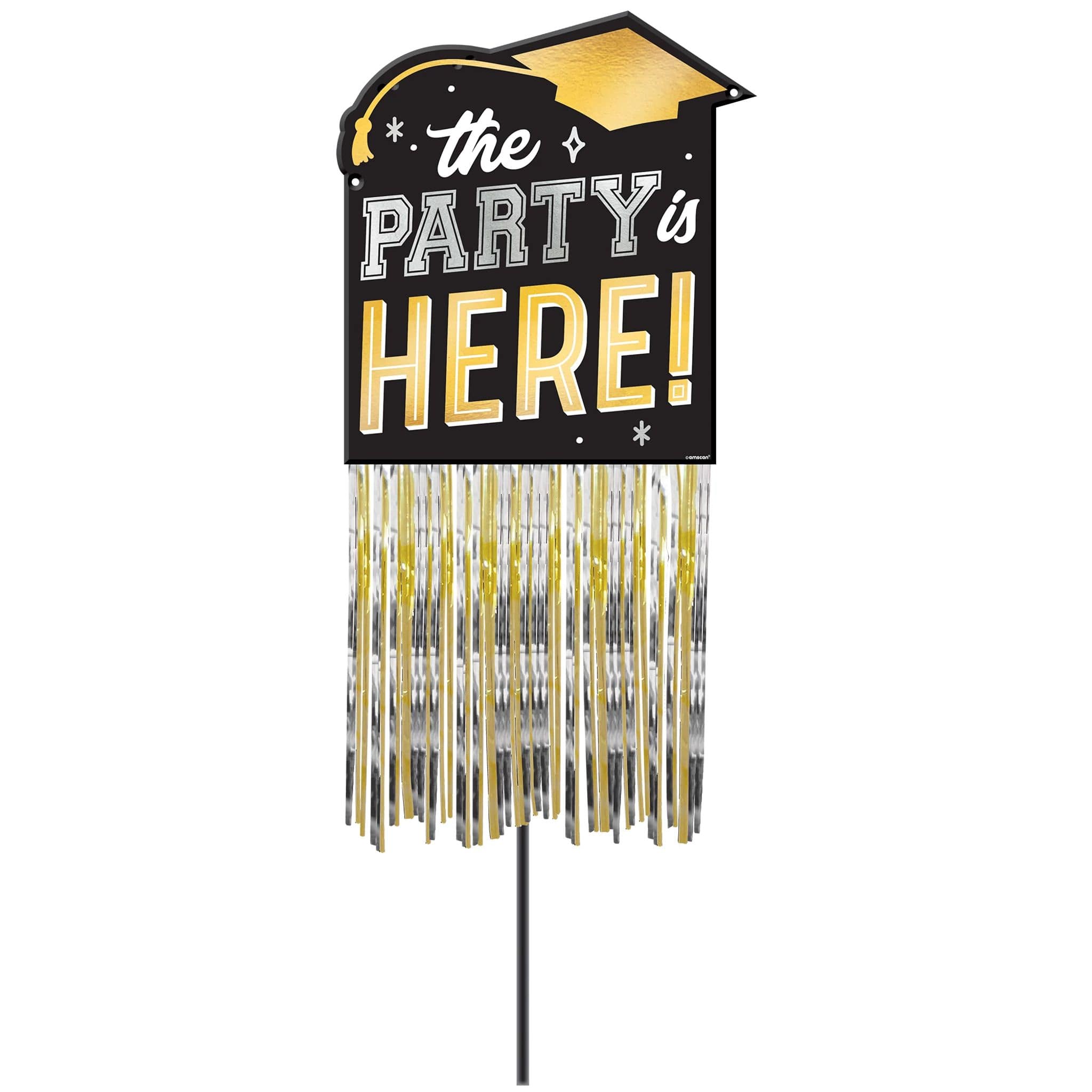 27.5&#x22; Party&#x27;s Here Graduation Yard Sign, 2ct.
