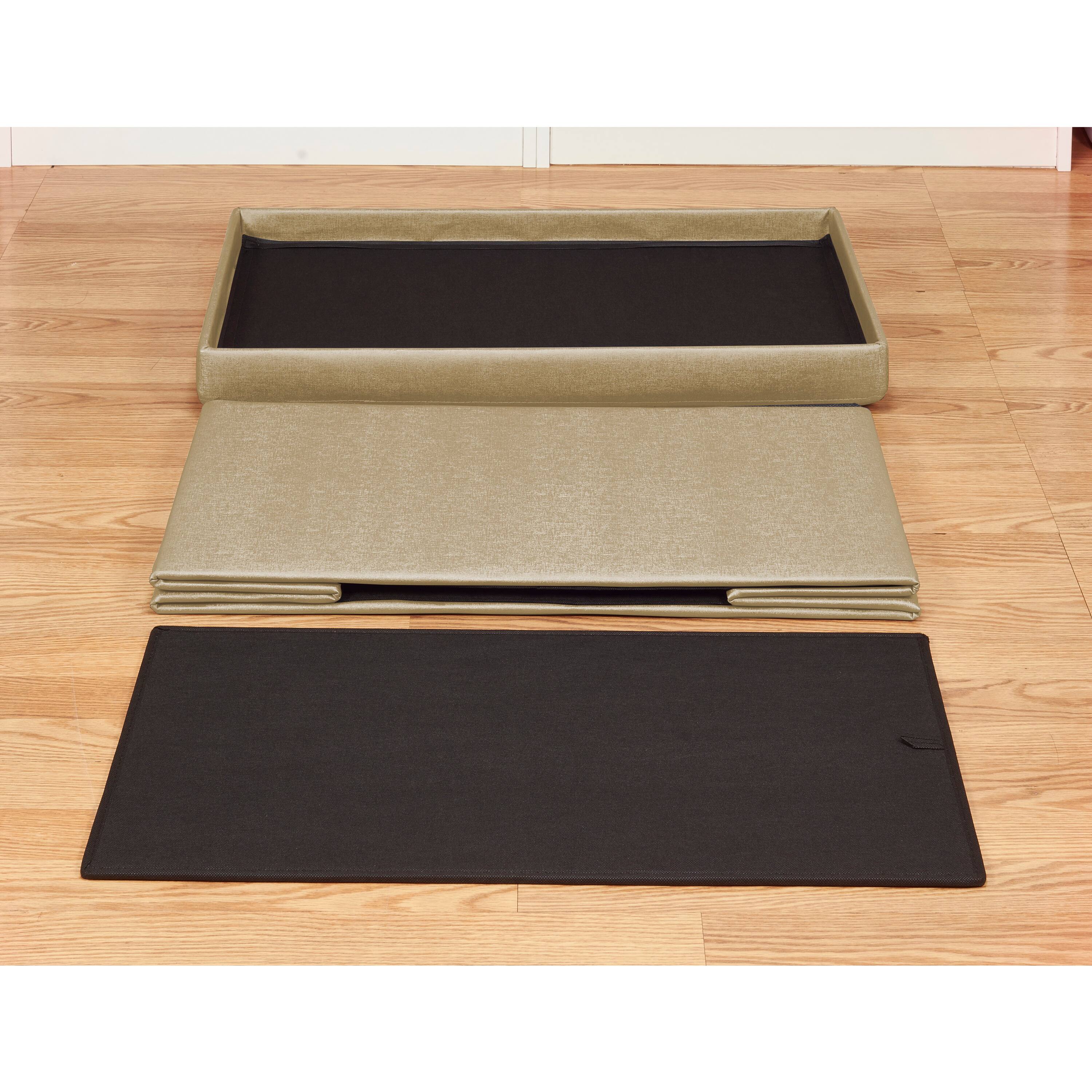 Simplify Metallic Gold Faux Leather Double Folding Storage Ottoman