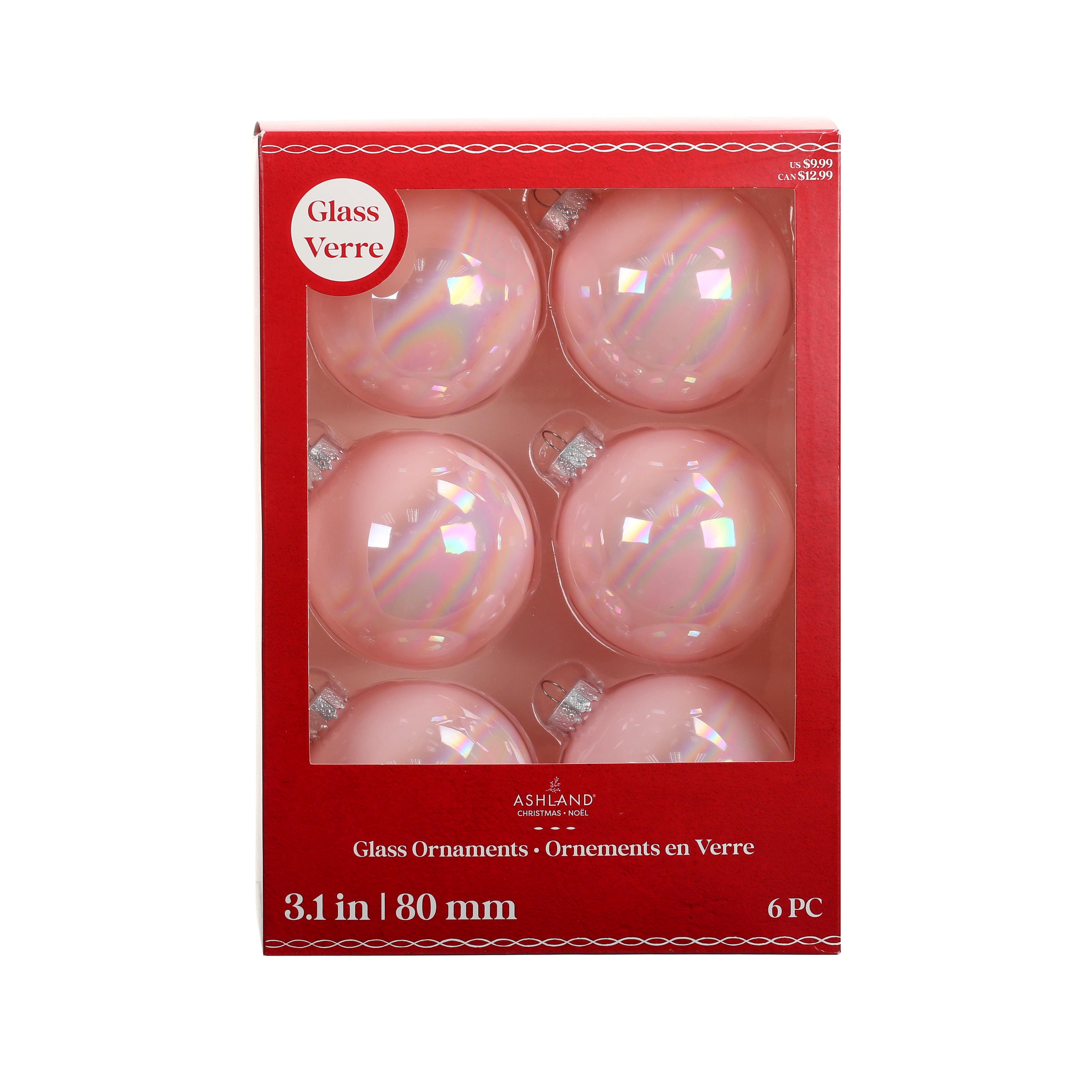 6 Pack 3&#x22; Pink Glass Ball Ornaments by Ashland&#xAE;