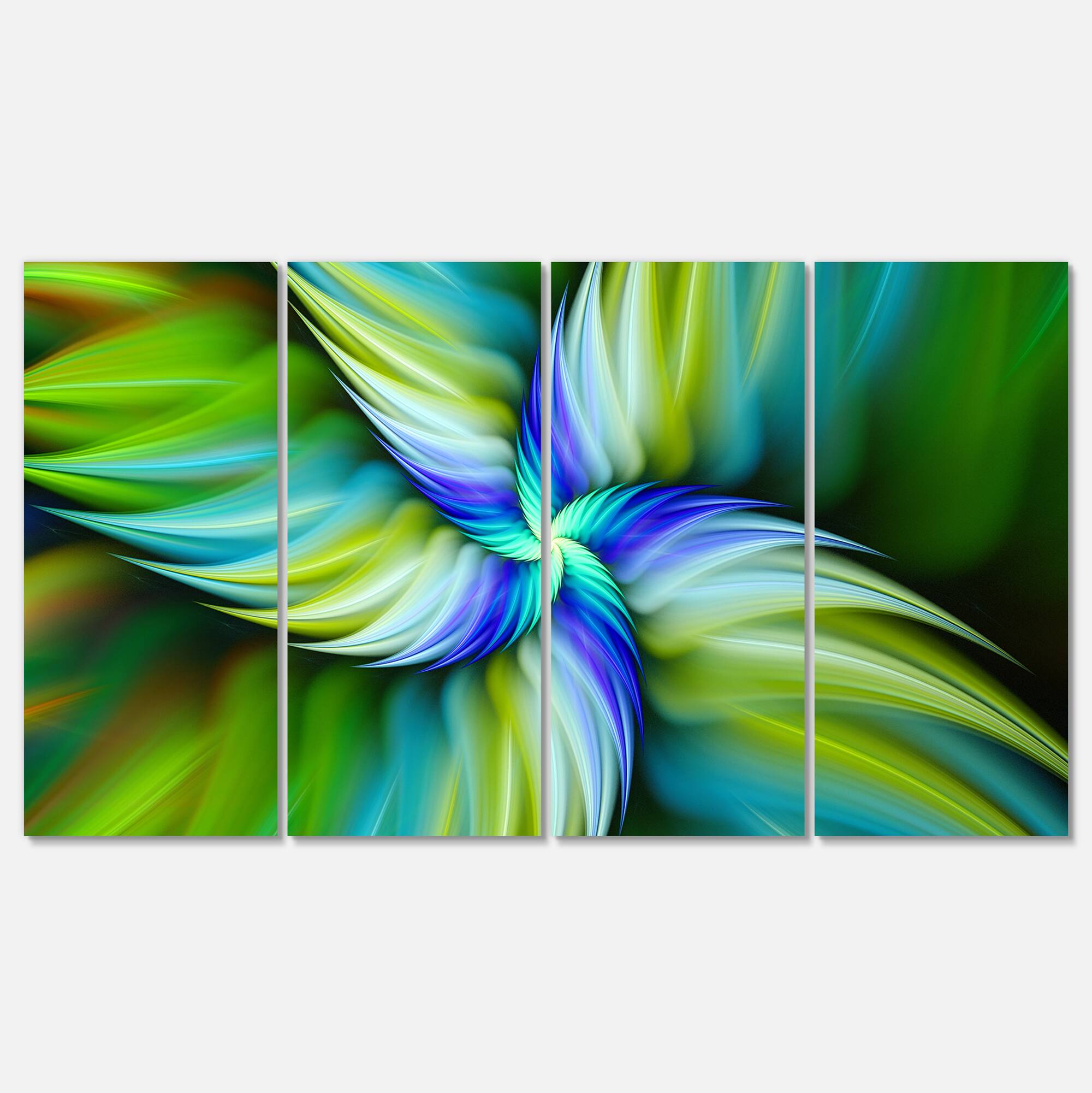 Designart - Rotating Fractal Green Star - Floral Canvas Art Print
