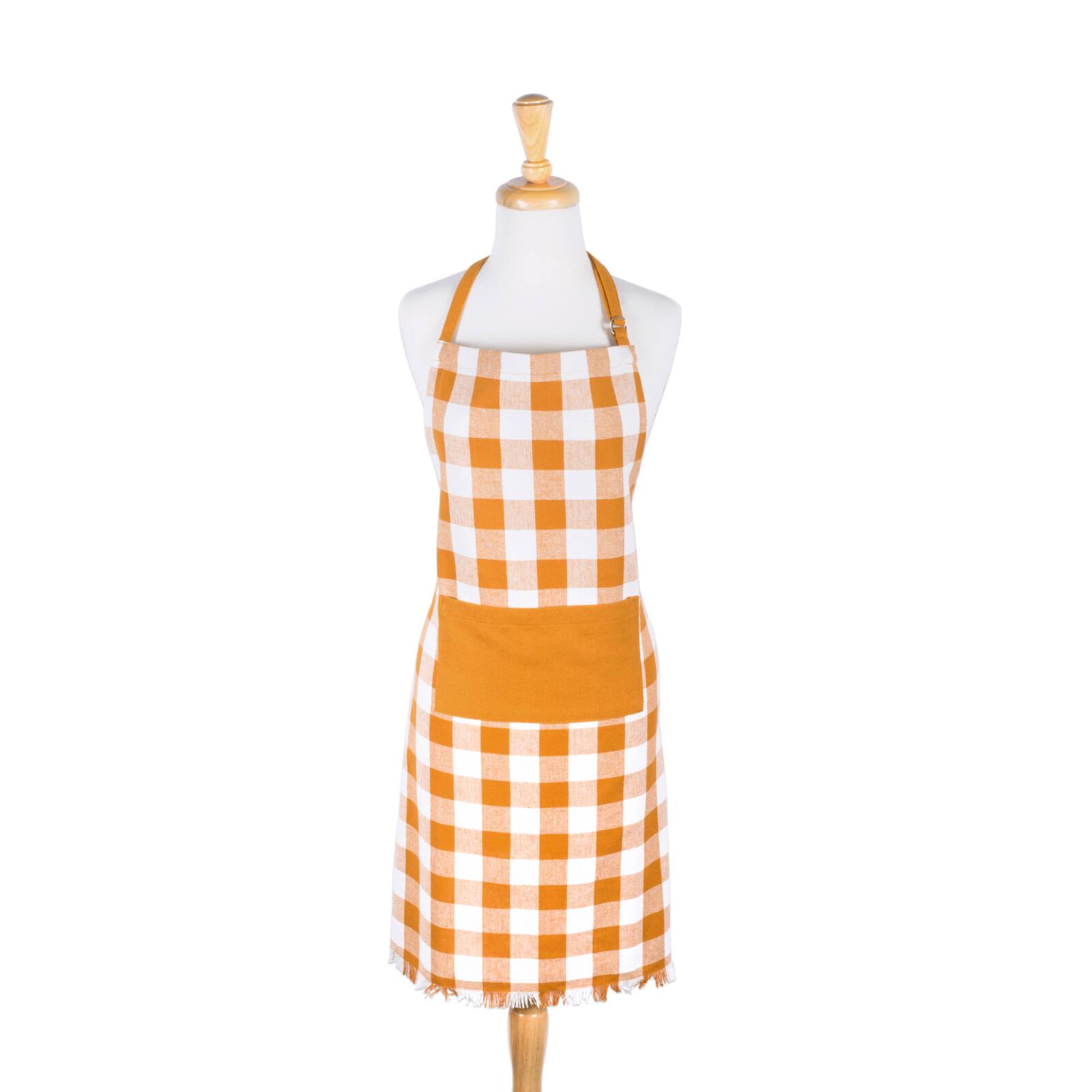 Pumpkin Spice Heavyweight Check Fringed Chef Apron