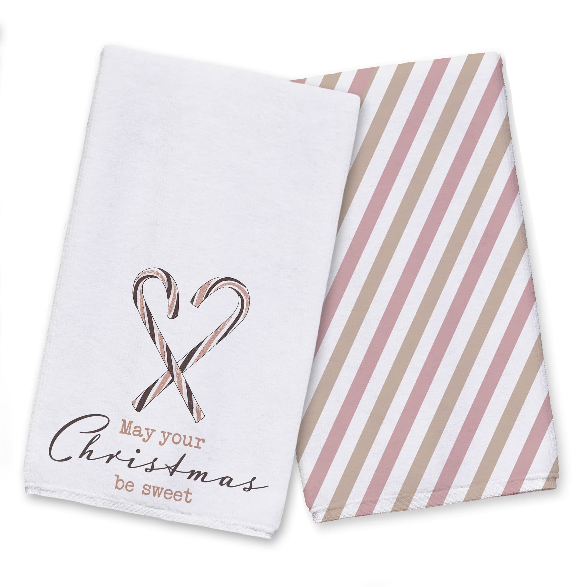 Designs Direct Sweet Christmas Candy Cane Tea Towels Set