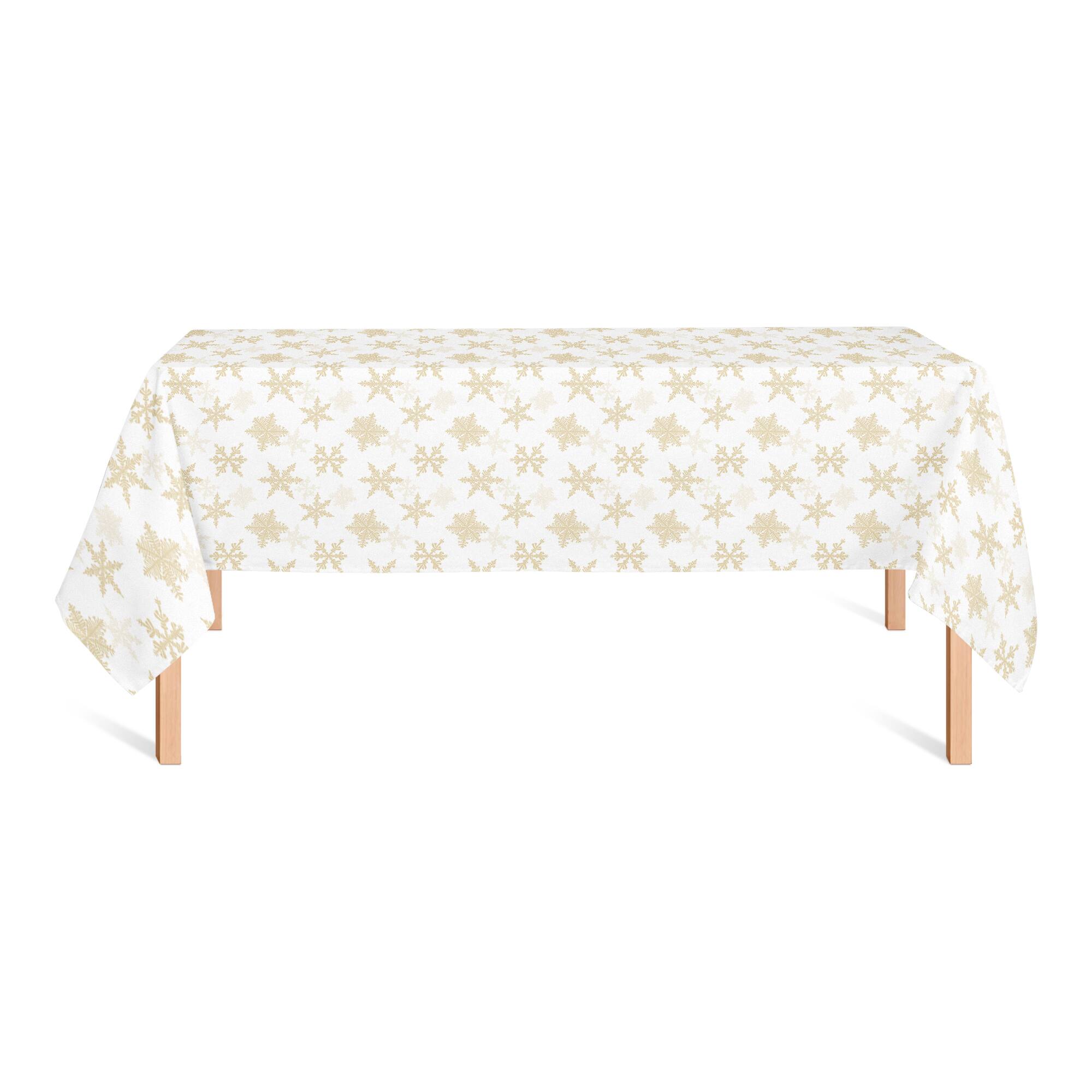 102&#x22; Cream Snowflakes Tablecloth
