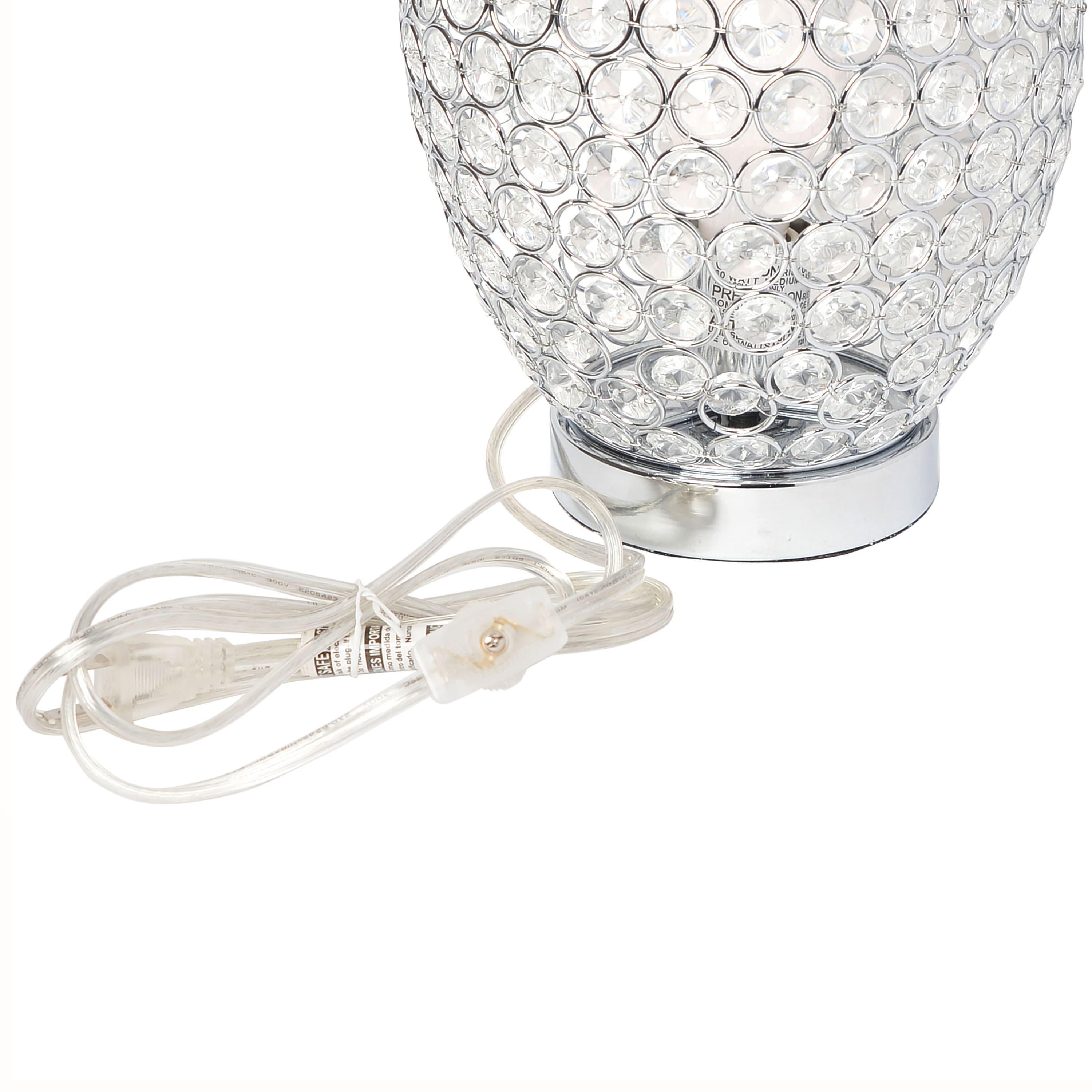 Elegant Designs Crystal &#x26; Chrome Decorative Table Lamp