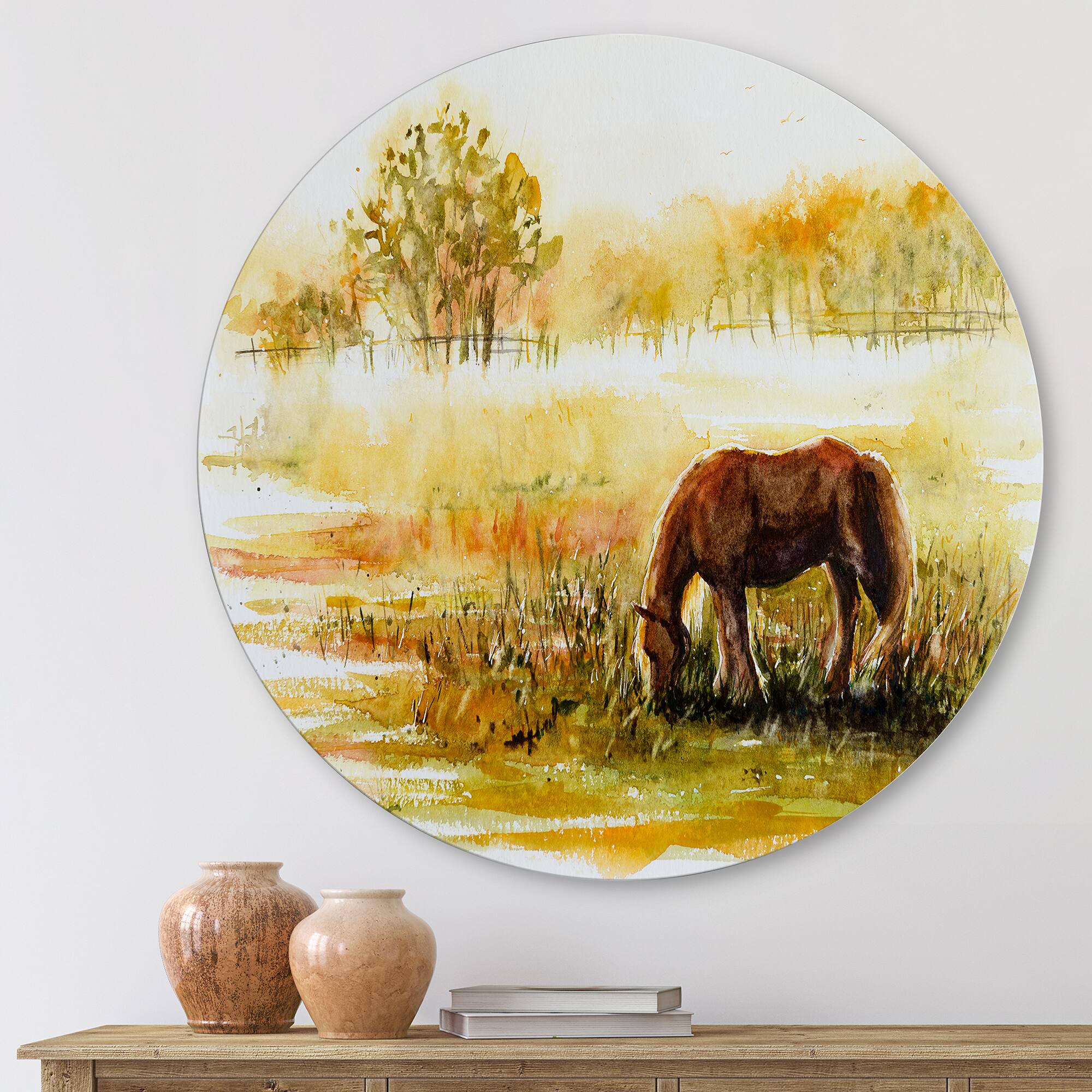 Designart - Horse Grazing On A Meadow