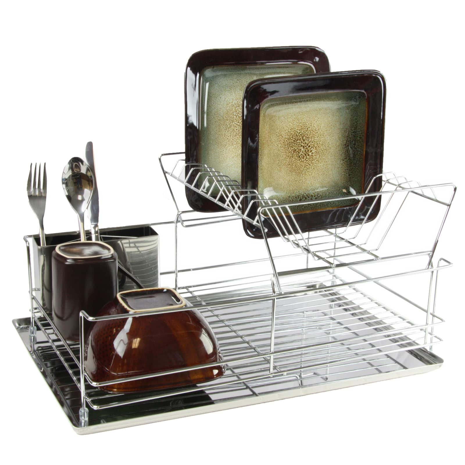 MegaChef 15.5&#x22; Stainless Iron Dish Rack with Shelf