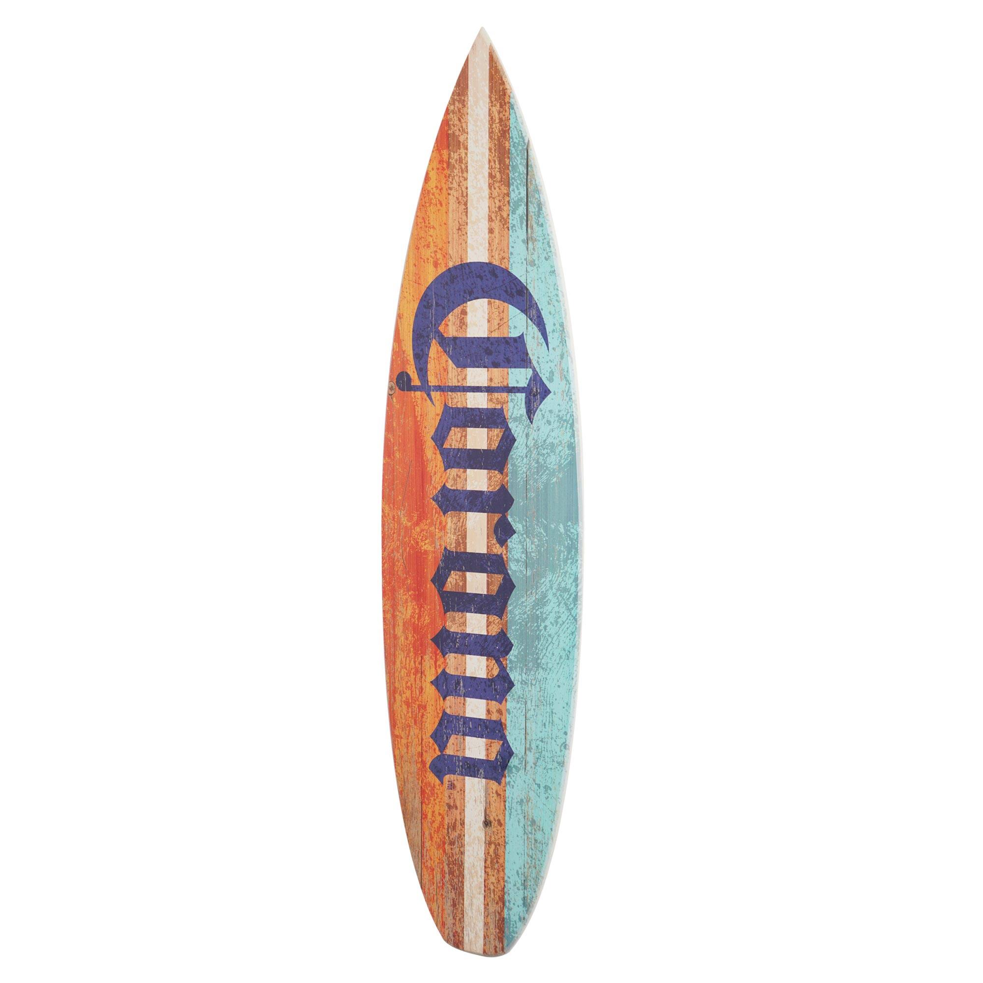 Licensed Corona Color Wood Tones Surfboard Plaque Wall Sign - 60&#x22;x15&#x22;