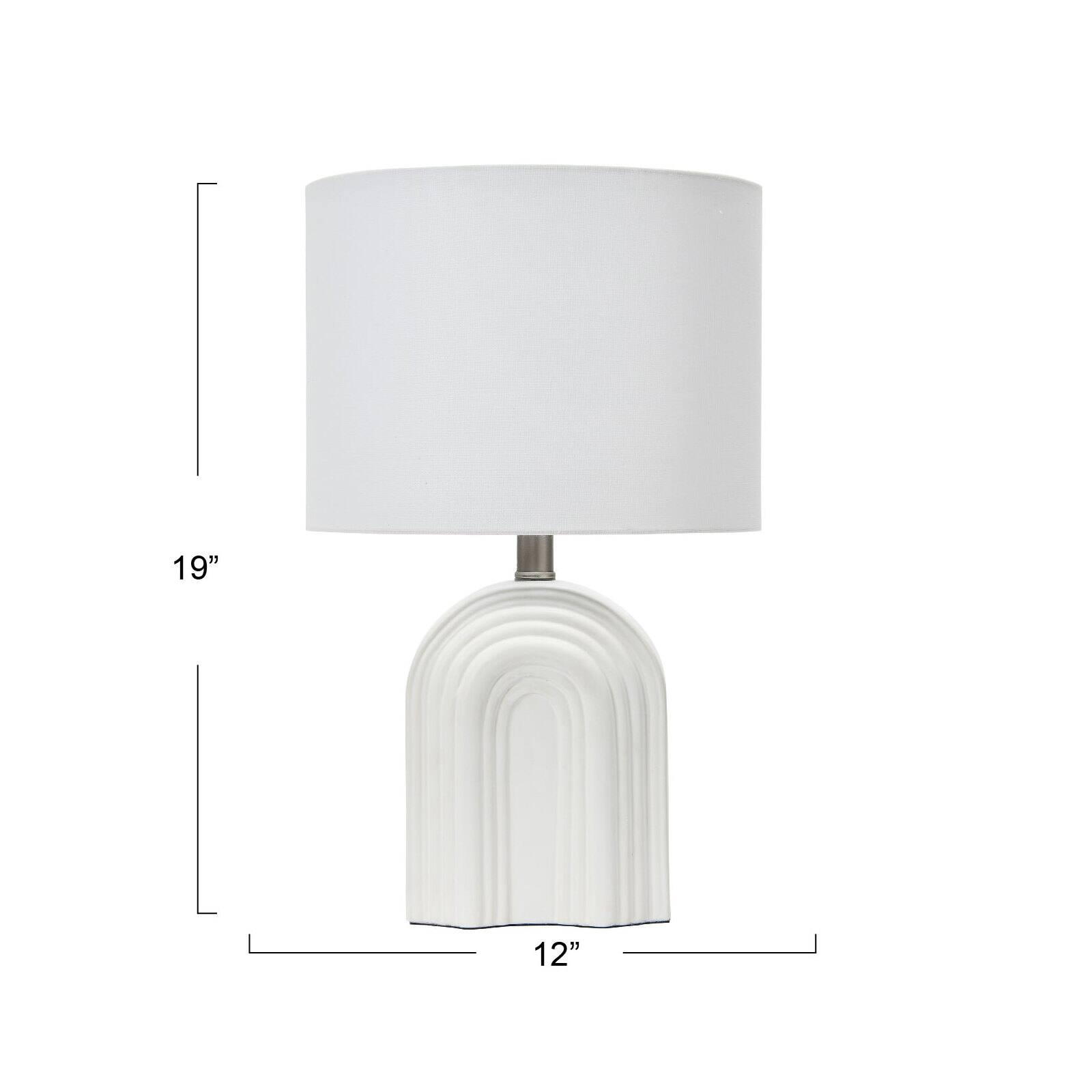 Hello Honey&#xAE; 19&#x22; Carved Arch Stoneware Table Lamp with Linen Drum Shade