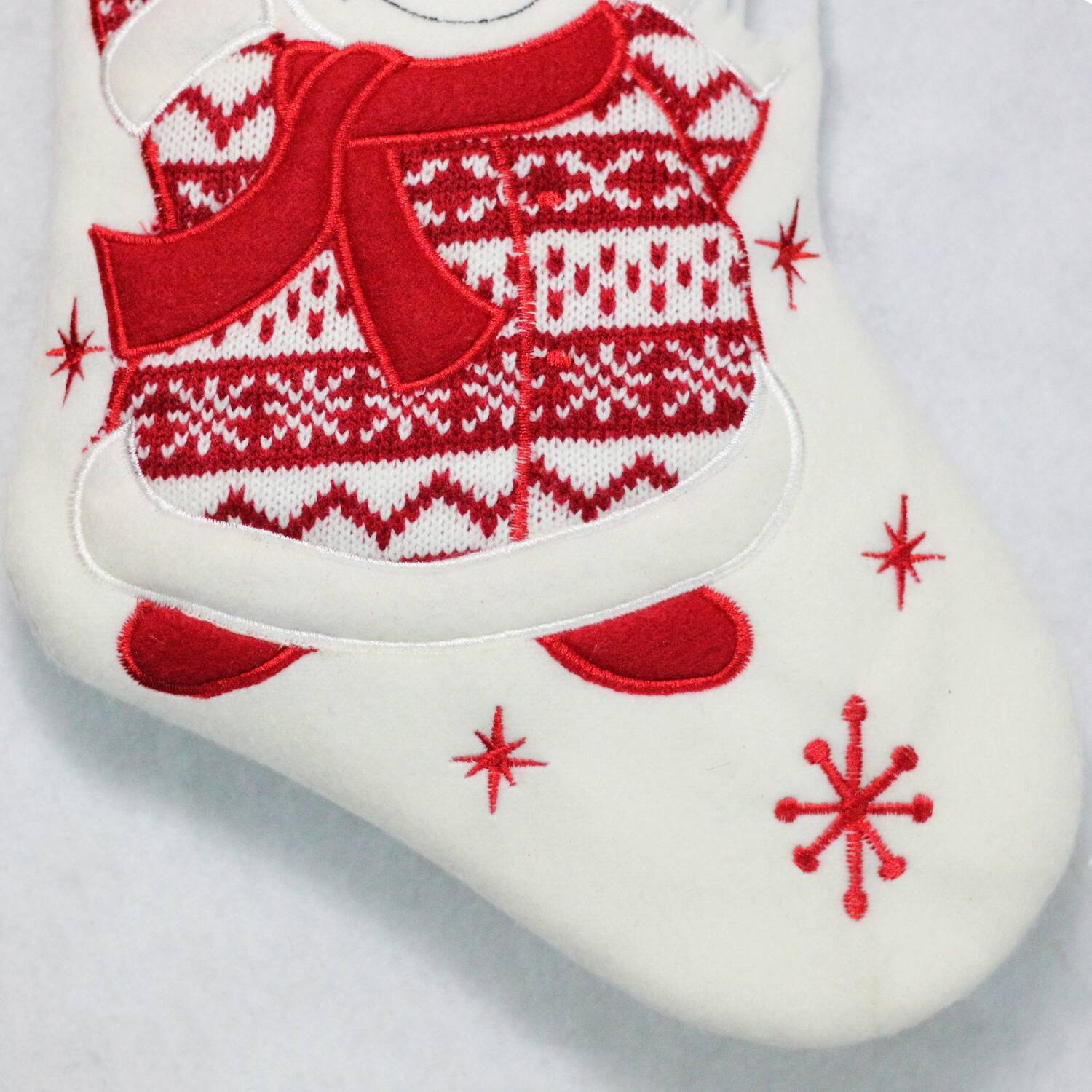 16" Red & White Welcome Snowman Embroidered Christmas Stocking