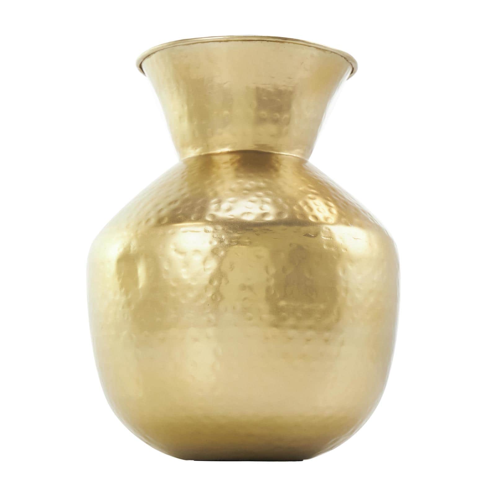 13&#x22; Gold Hammered Texture Metal Vase