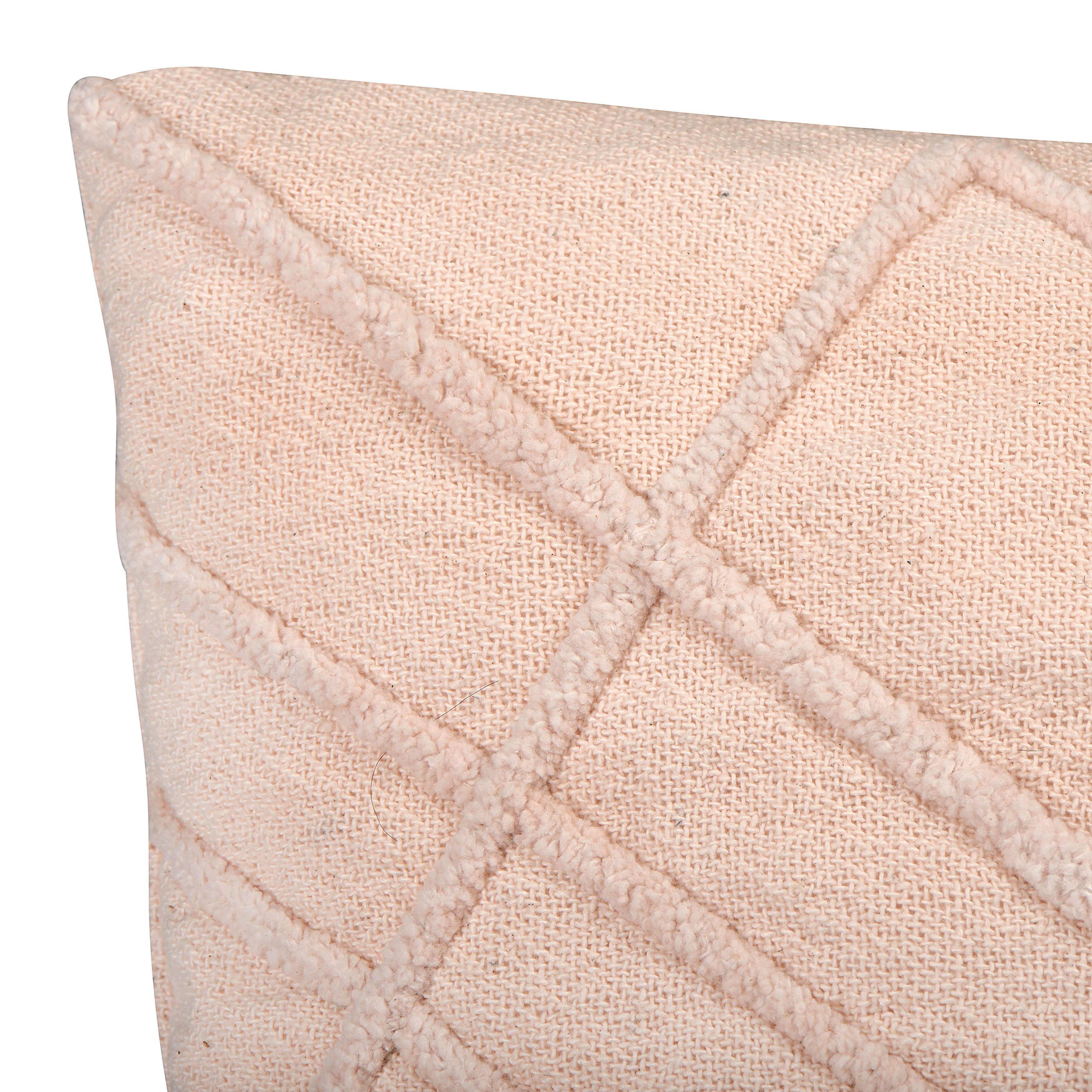 Embroidered Cotton Geometric Lumbar Pillow