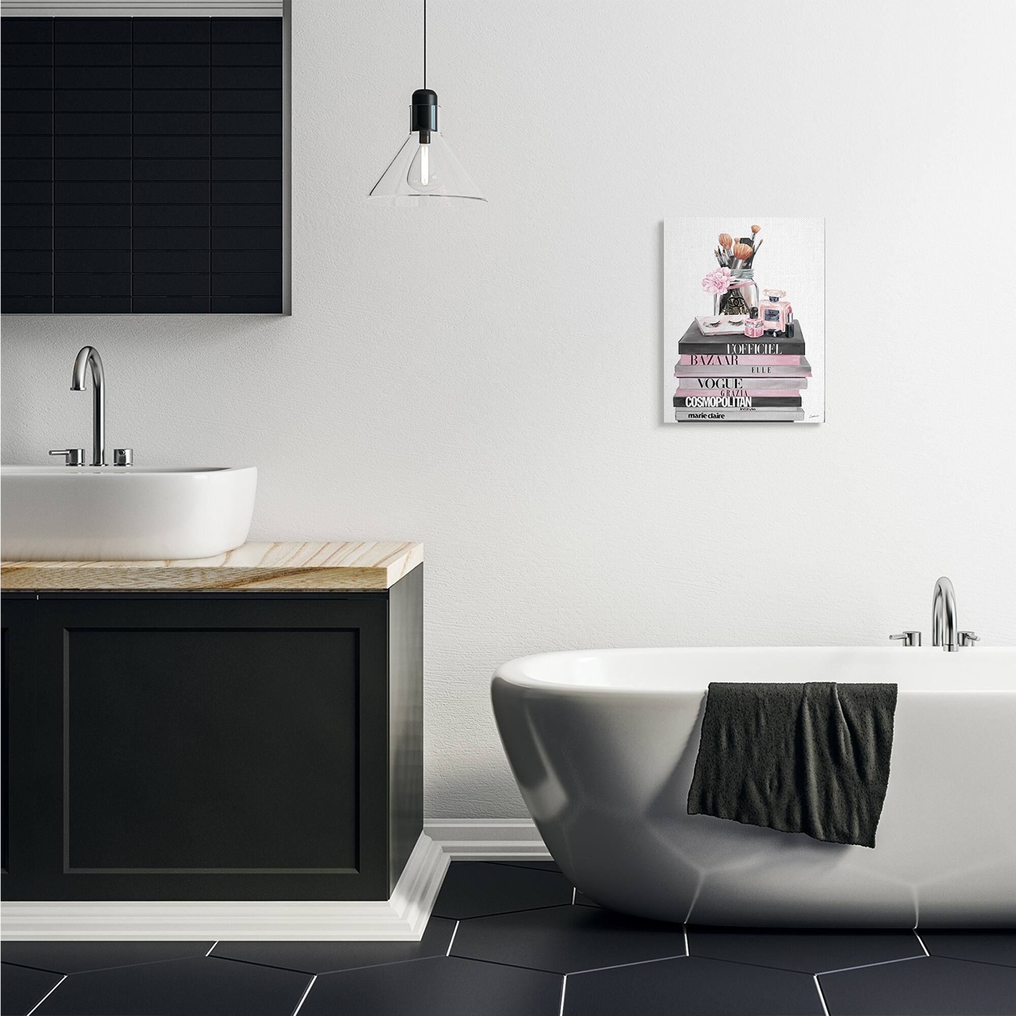 Stupell Industries Fashion Accessories Glam Magazine Book Stack Canvas Wall Art