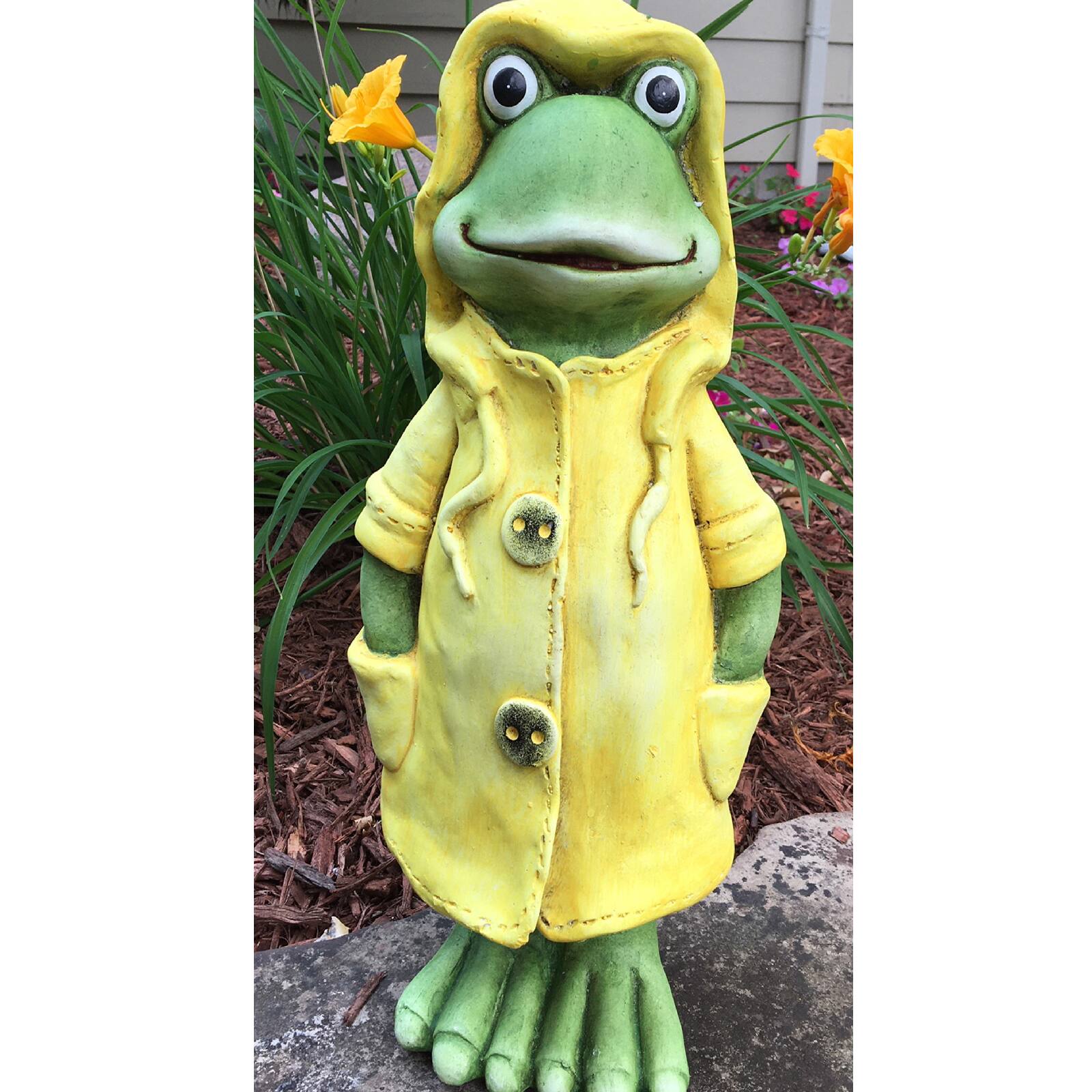 Santa's Workshop 17" Yellow Raincoat Frog Accent
