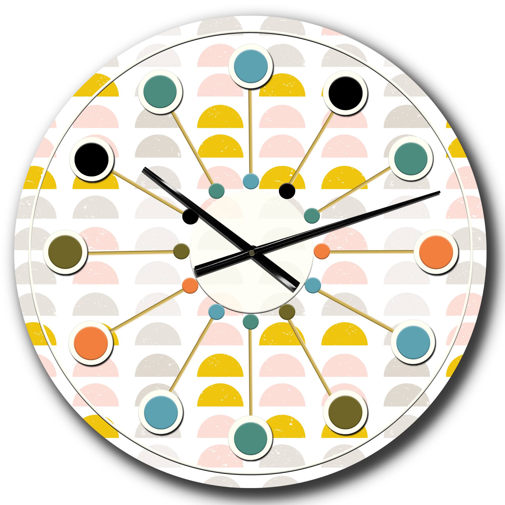Designart 'Retro Pastel Circular Pattern Iii Mid-Century Modern Wall Clock