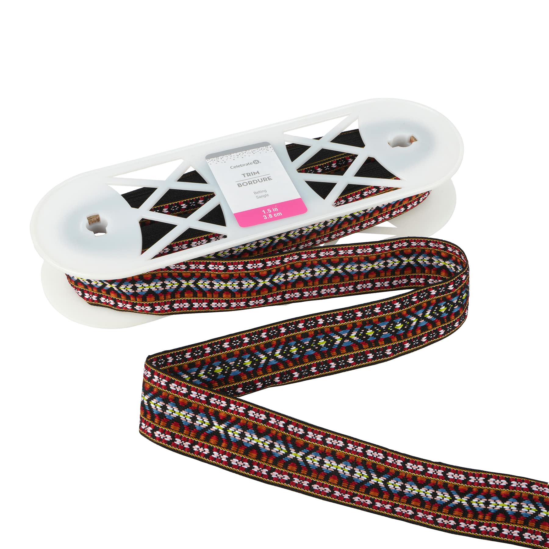 1.5&#x22; Black &#x26; Red Embroidered Belting Ribbon by Celebrate It&#xAE;