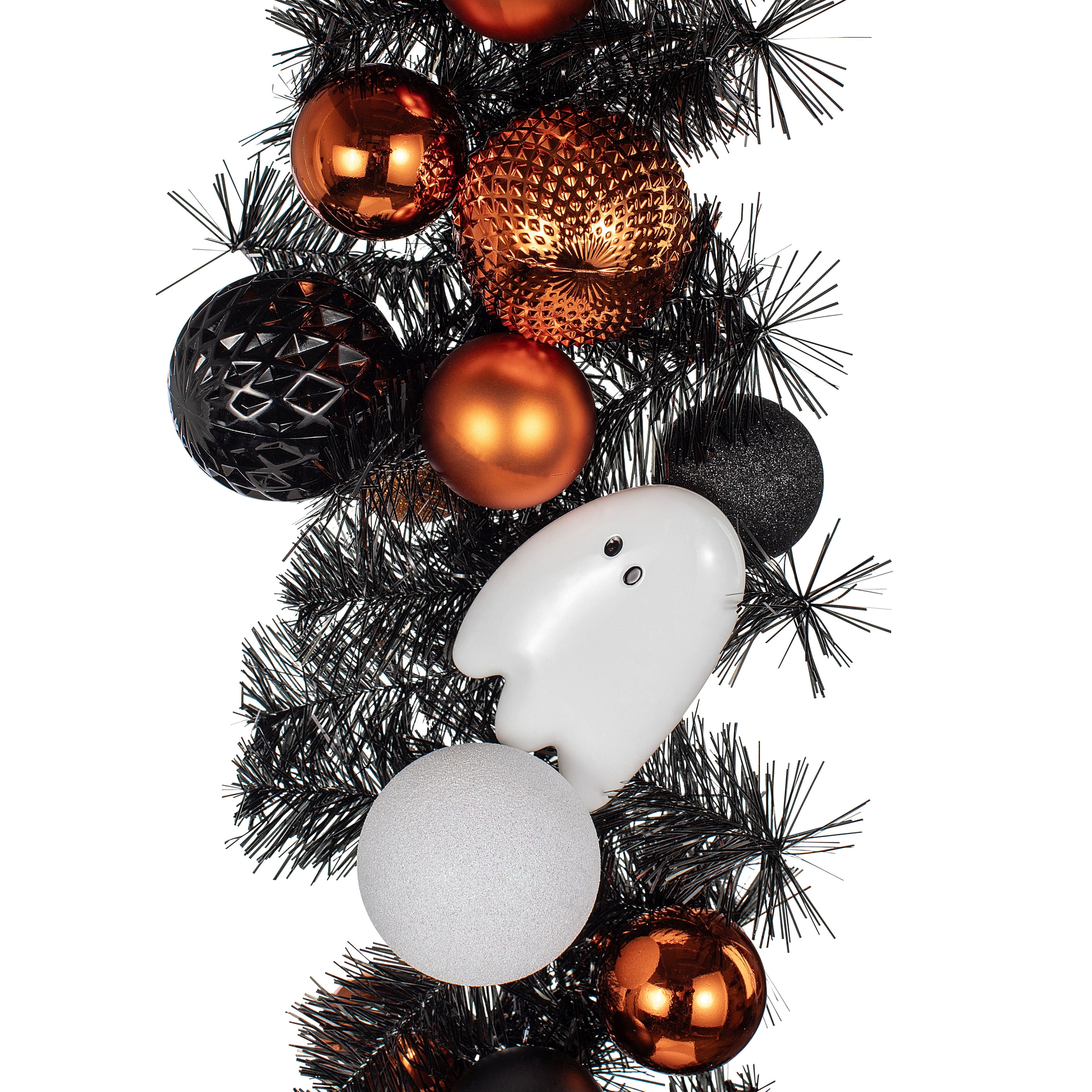 6ft. Orange, Black &#x26; White Ghost &#x26; Ornament Garland by Ashland&#xAE;