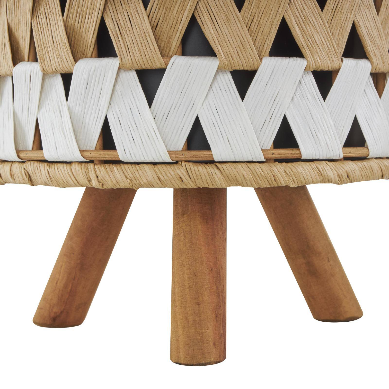 Brown Jute Rope Geometric Woven Chevron Planter Set