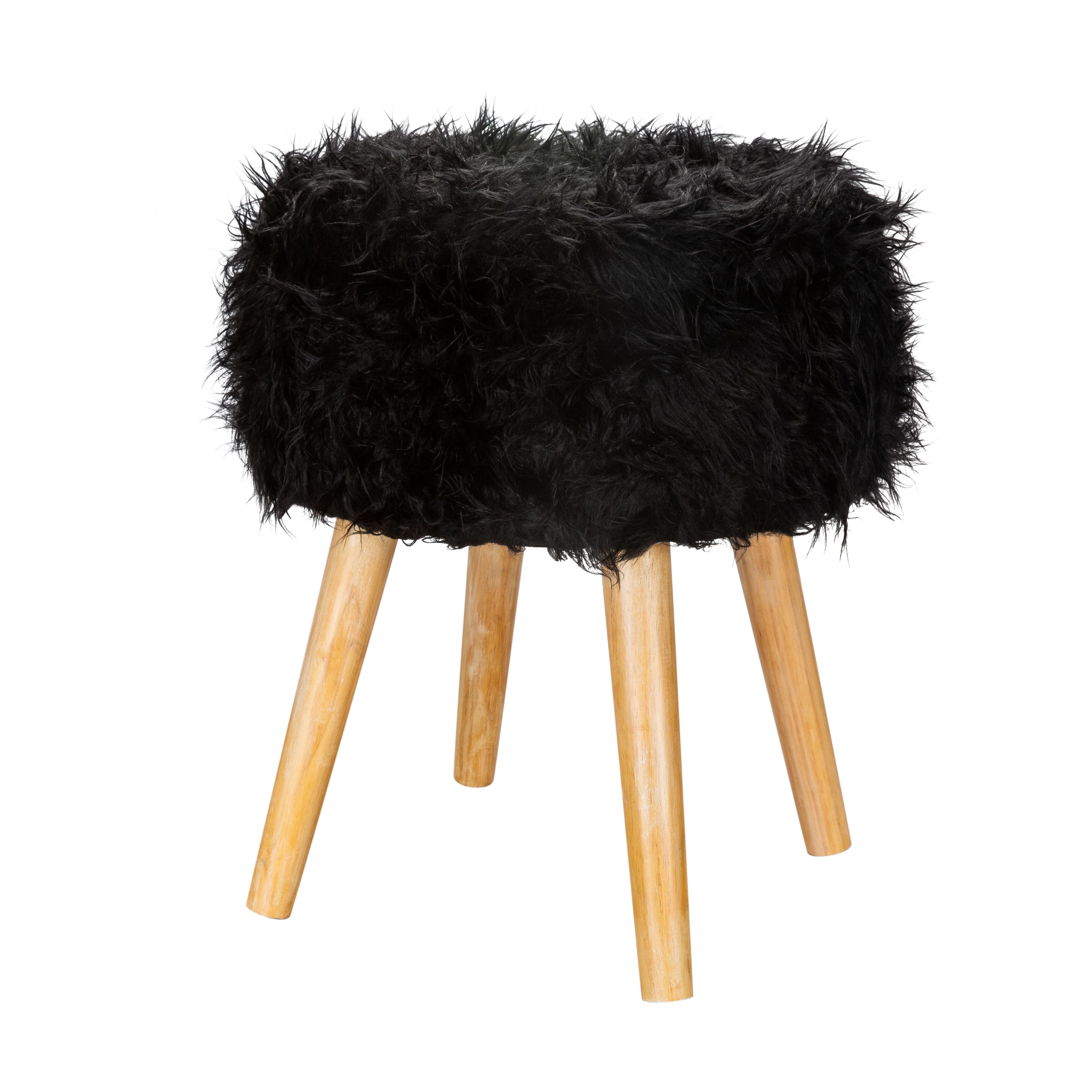 Organize It All Black Faux Fur Storage Ottoman