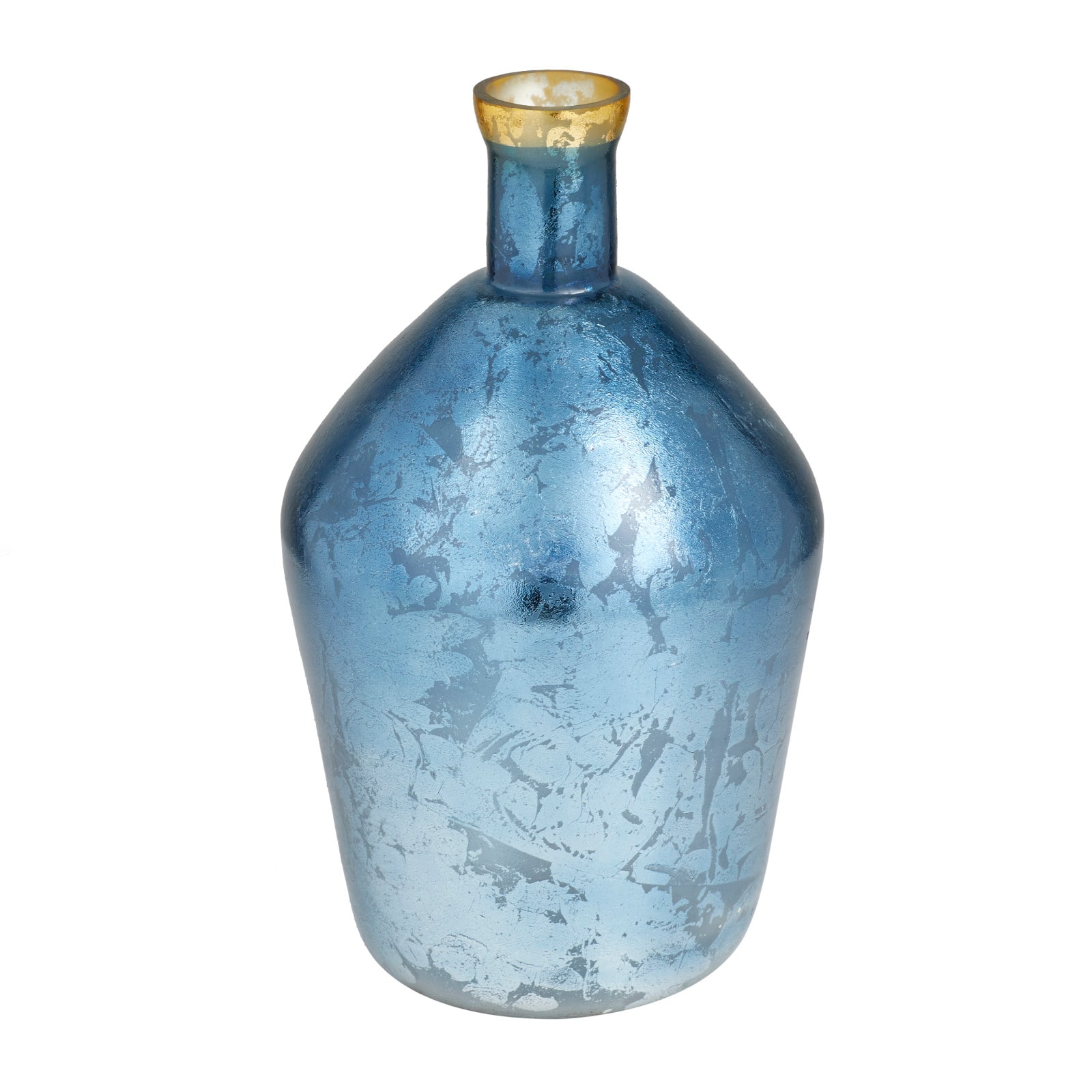 Blue Glass Coastal Vase, 15&#x22; x 9&#x22; x 9&#x22;