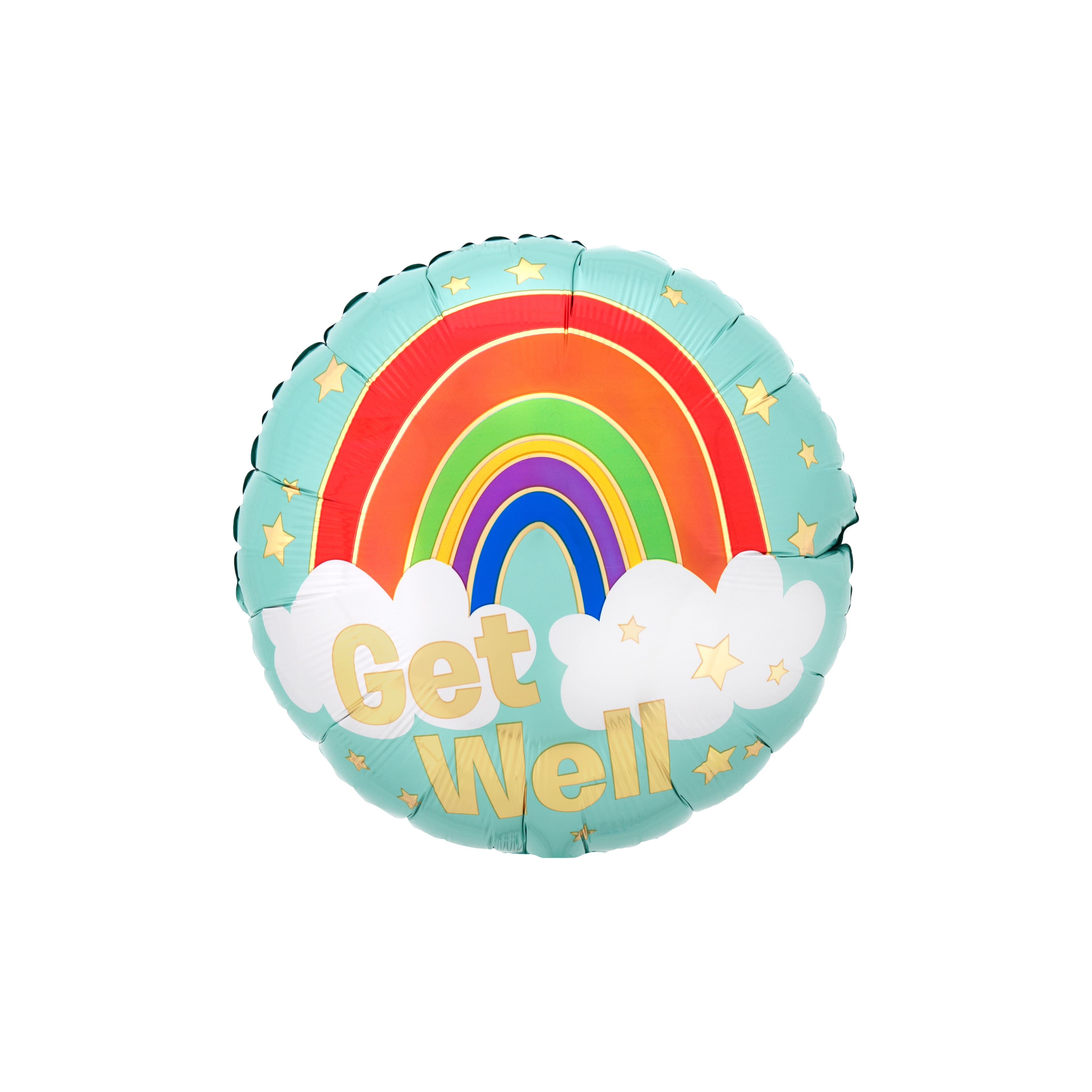 17&#x22; Get Well Golden Rainbow Round Foil Balloon