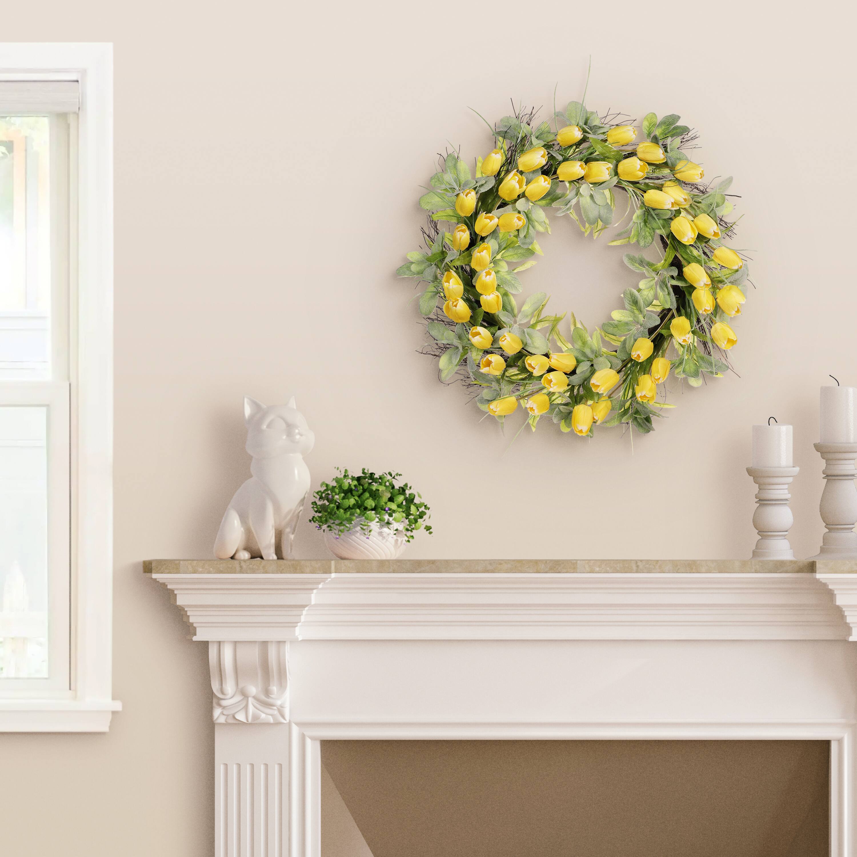 30" Yellow Spring Tulip Wreath