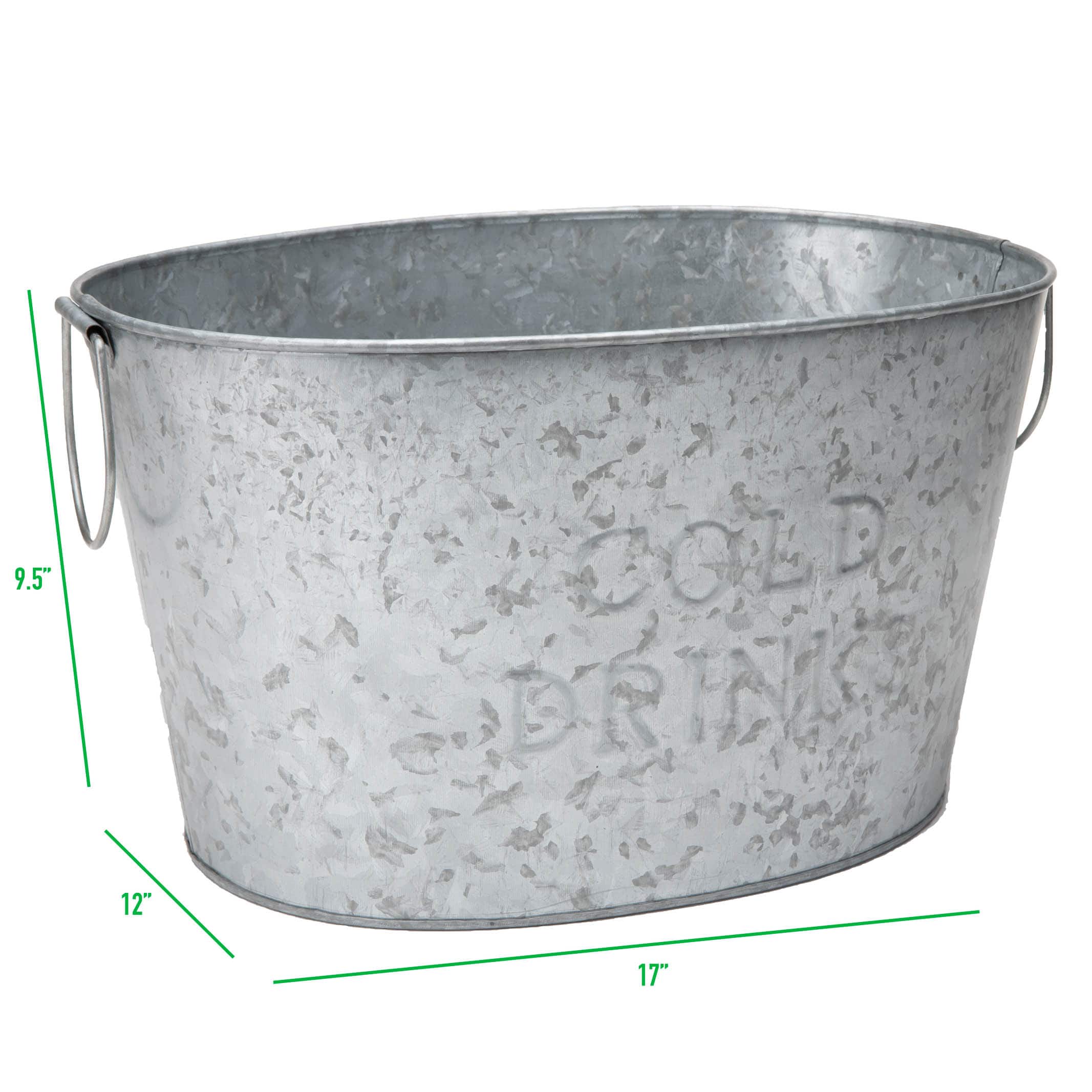 Mind Reader 9.5'' Small Round Galvanized Steel Beverage Tub with Handles
