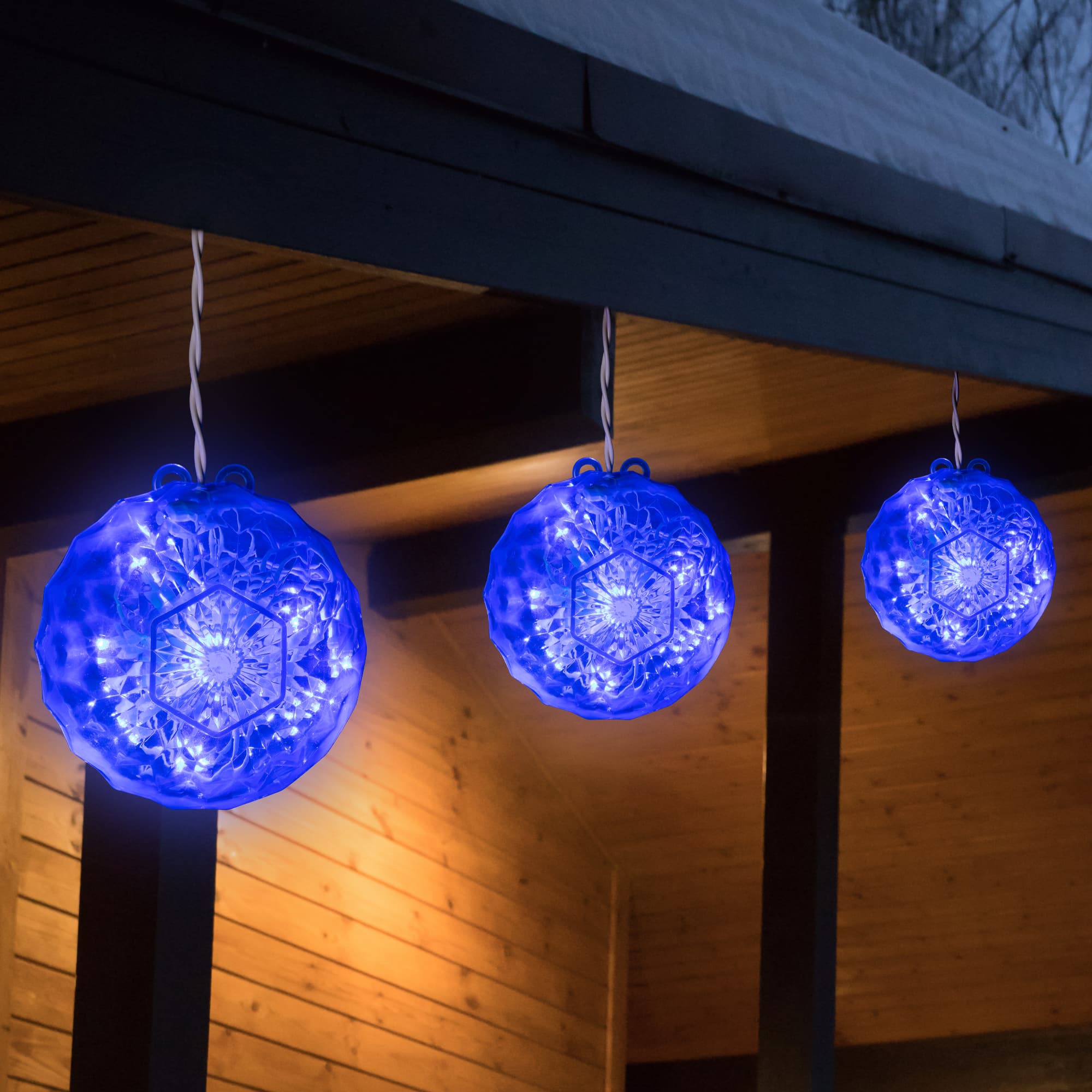 6" Blue LED Hanging Crystal Sphere Ball Outdoor Decoration