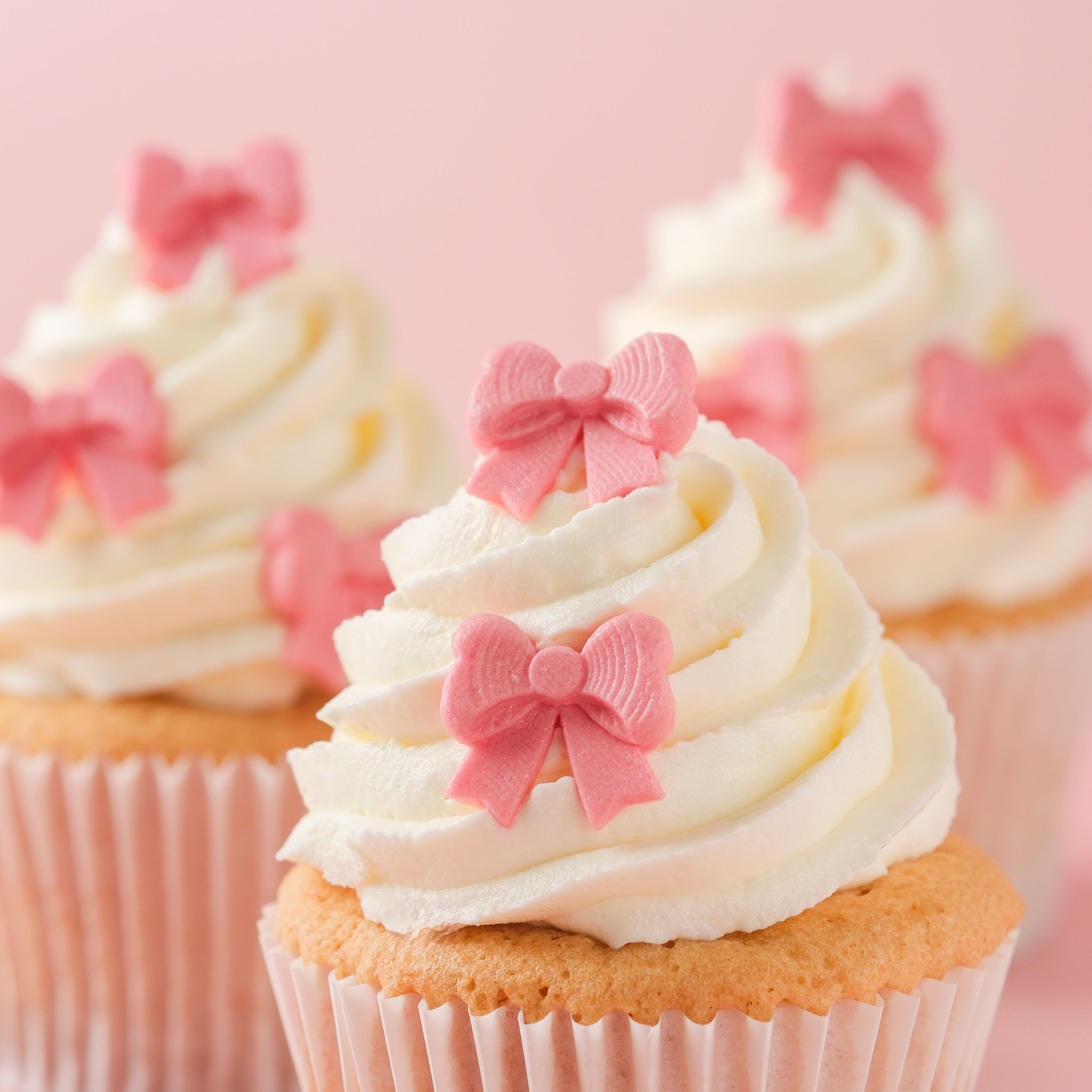 PME Cake Sweet Street&#xAE; Pink Shimmer Bows Icing Decorations
