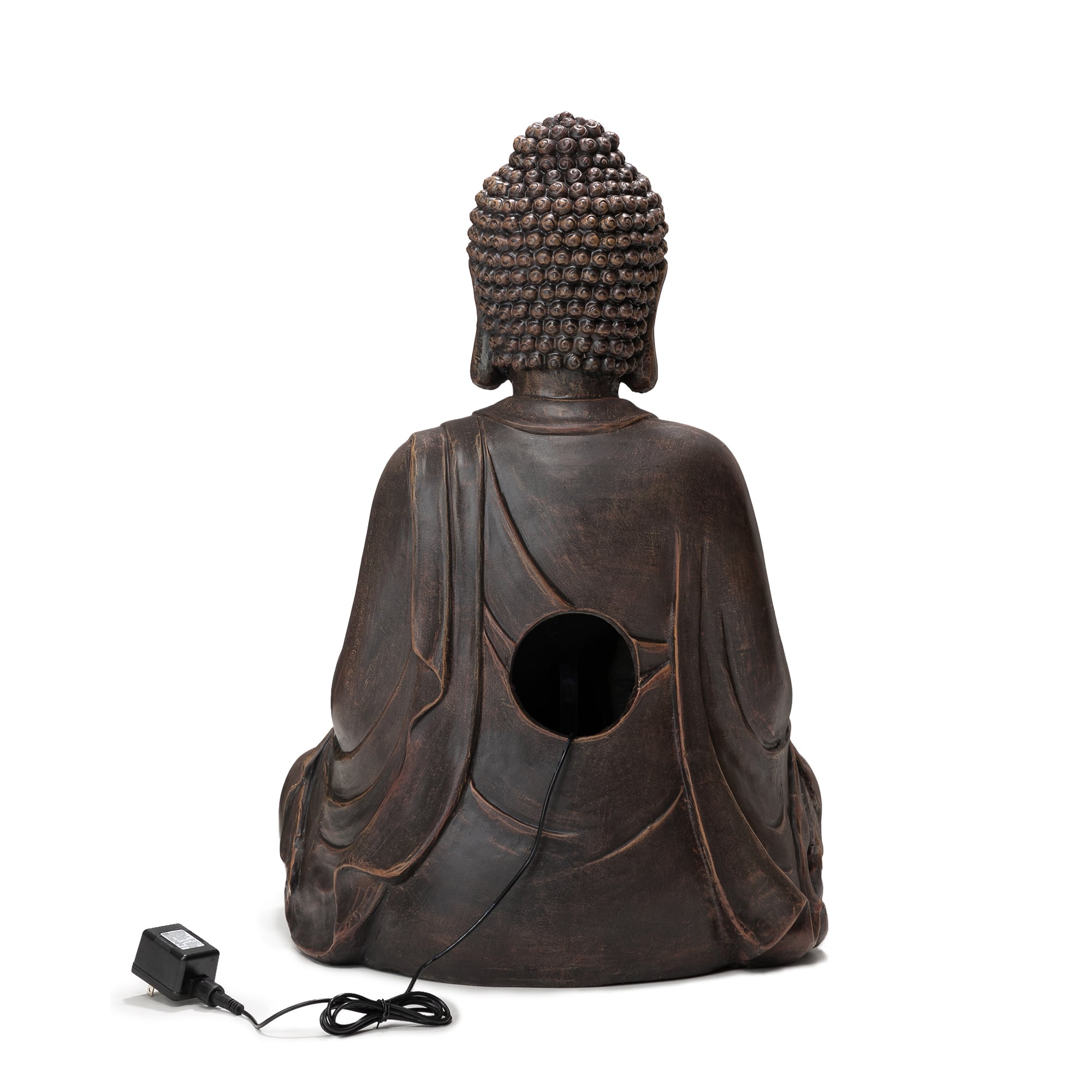 Glitzhome&#xAE; 28.25&#x22; Zen-Style Meditating Buddha Statue Outdoor Fountain with LED Light
