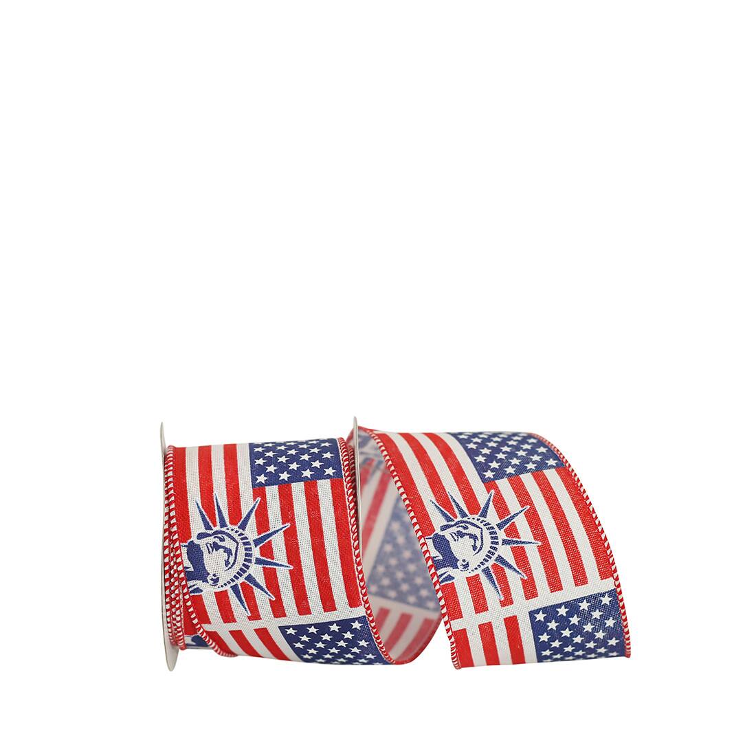 JAM Paper 10yd. Red, White & Blue Lady Liberty & Flag Wired Ribbon