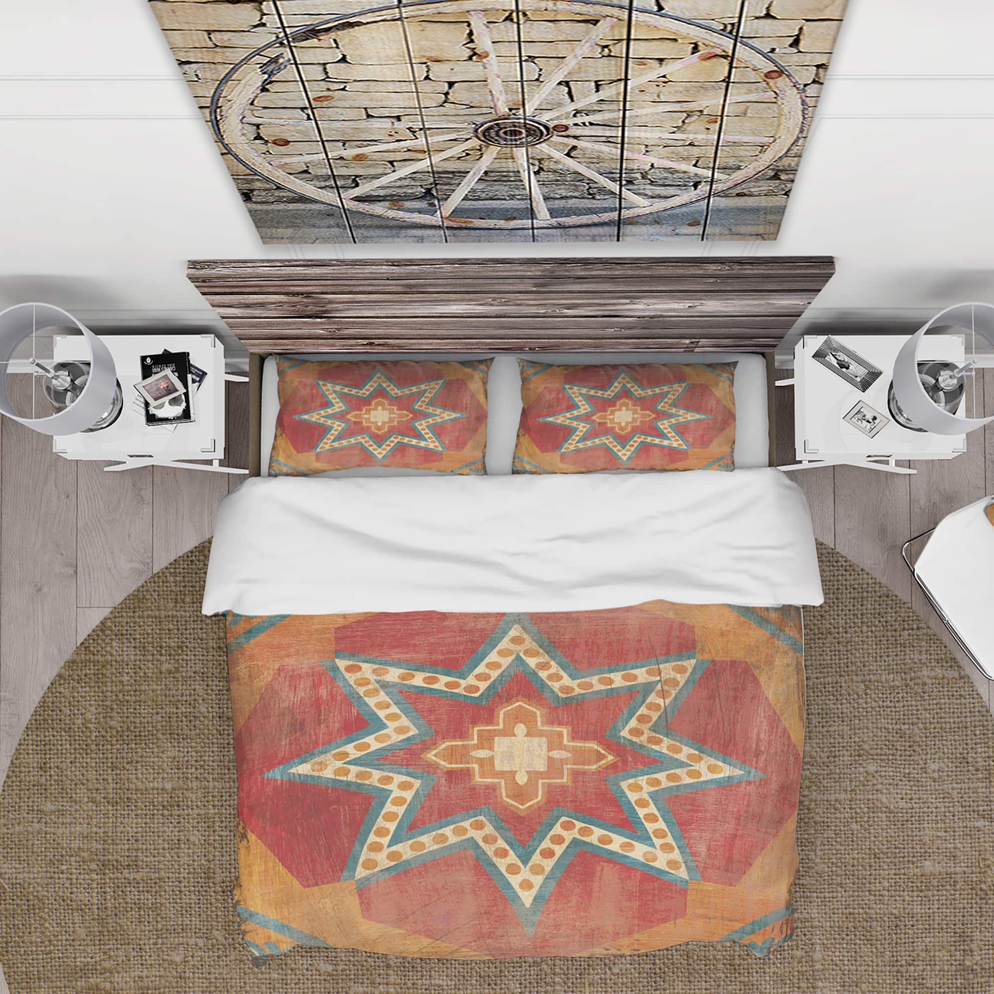 Designart &#x27;Moroccan Orange Tiles Collage I&#x27; Cottage Bedding Set - Duvet Cover &#x26; Shams