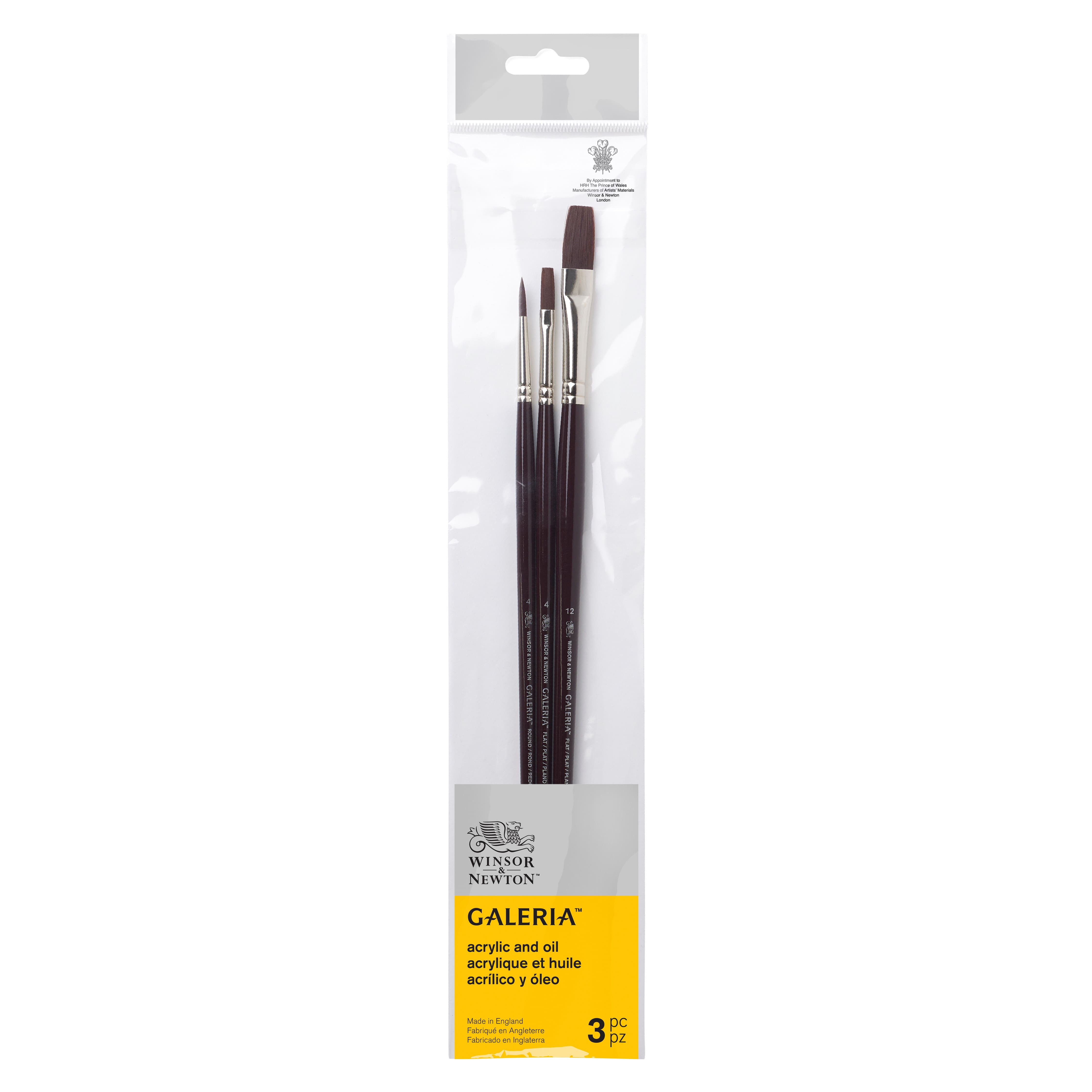 Winsor &#x26; Newton&#x2122; Galeria&#x2122; Long Handle 3 Piece Brush Set