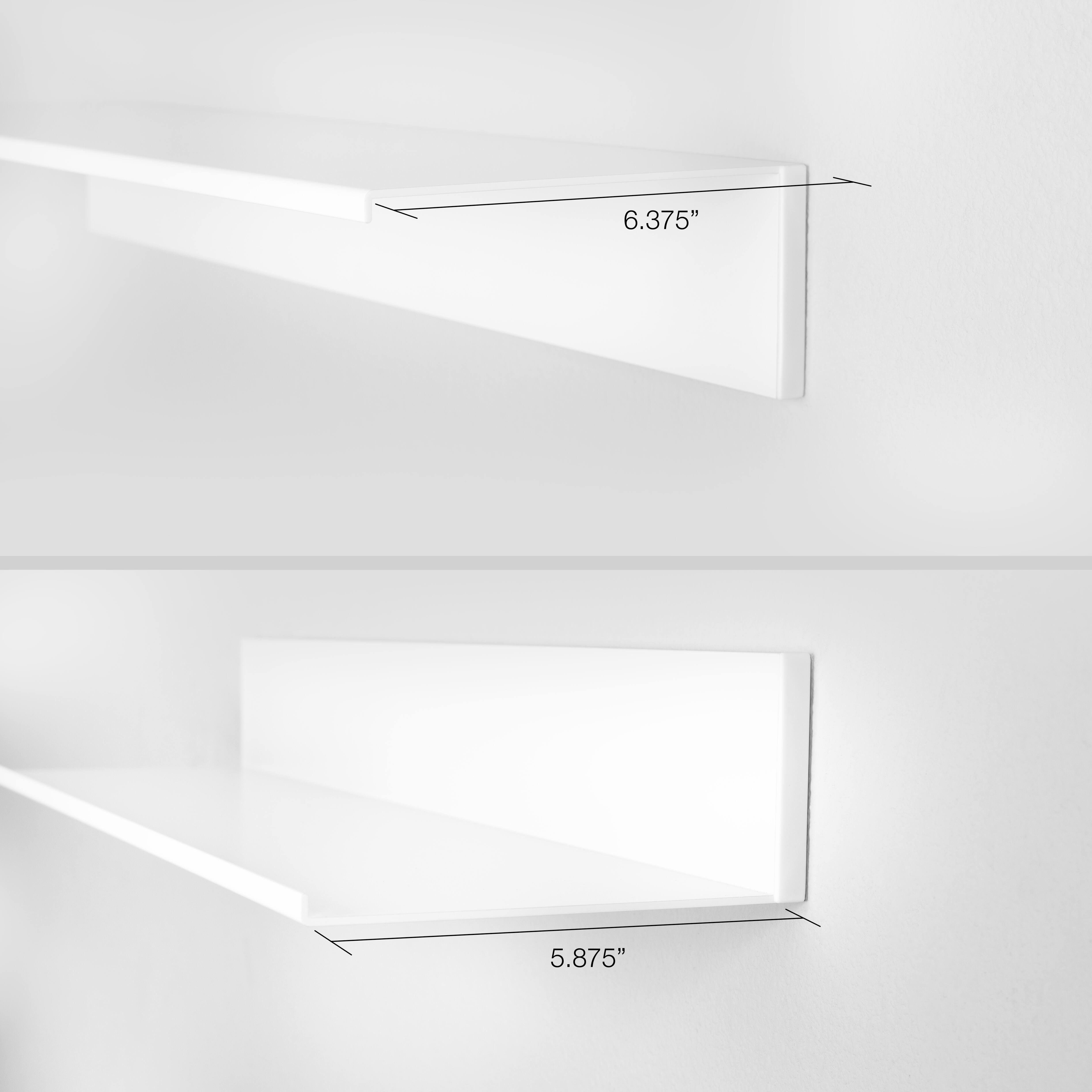 Hangz™ White Reversible No Stud 6" Depth Floating Shelf