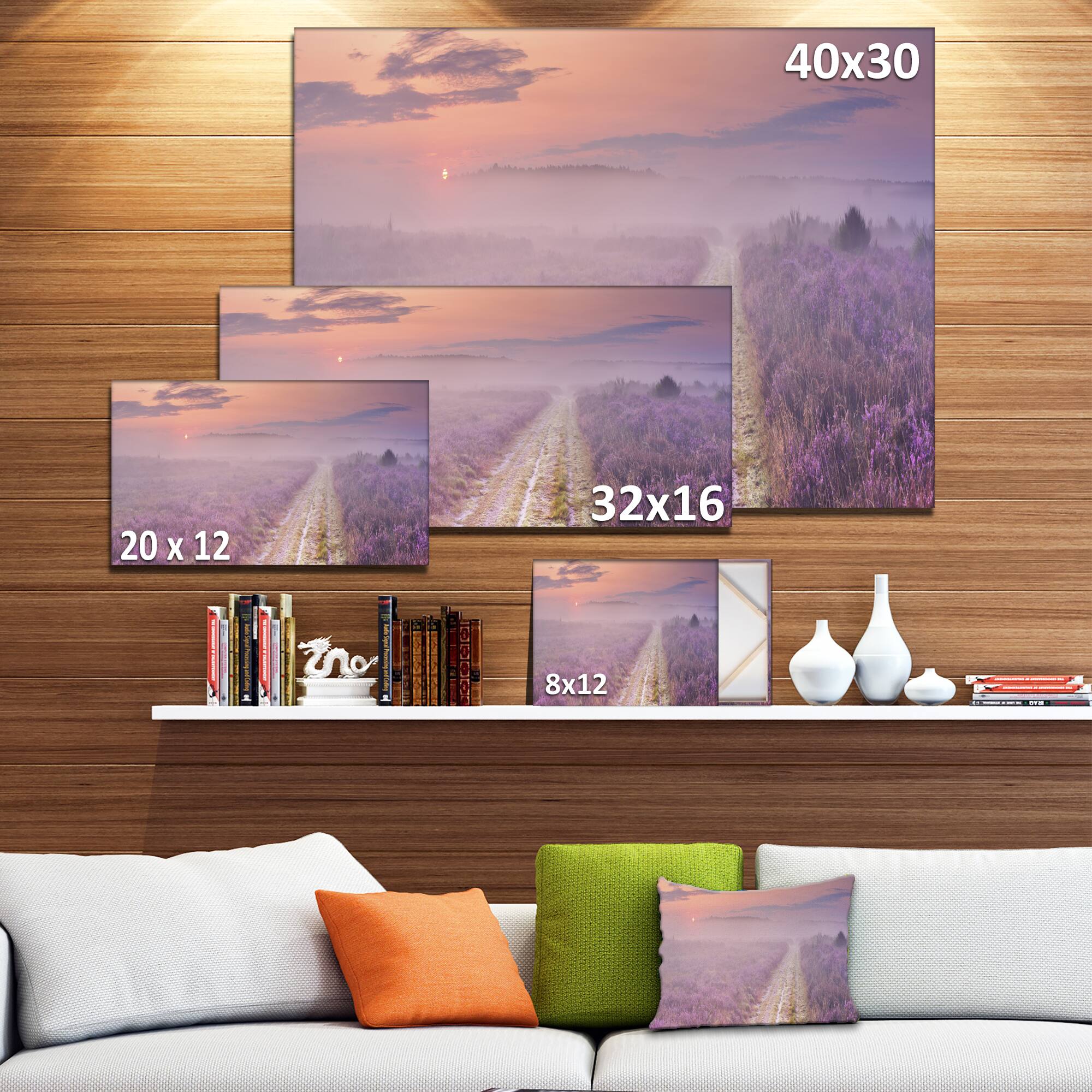 Designart - Path through Blooming Heather - Landscape Canvas Art Print