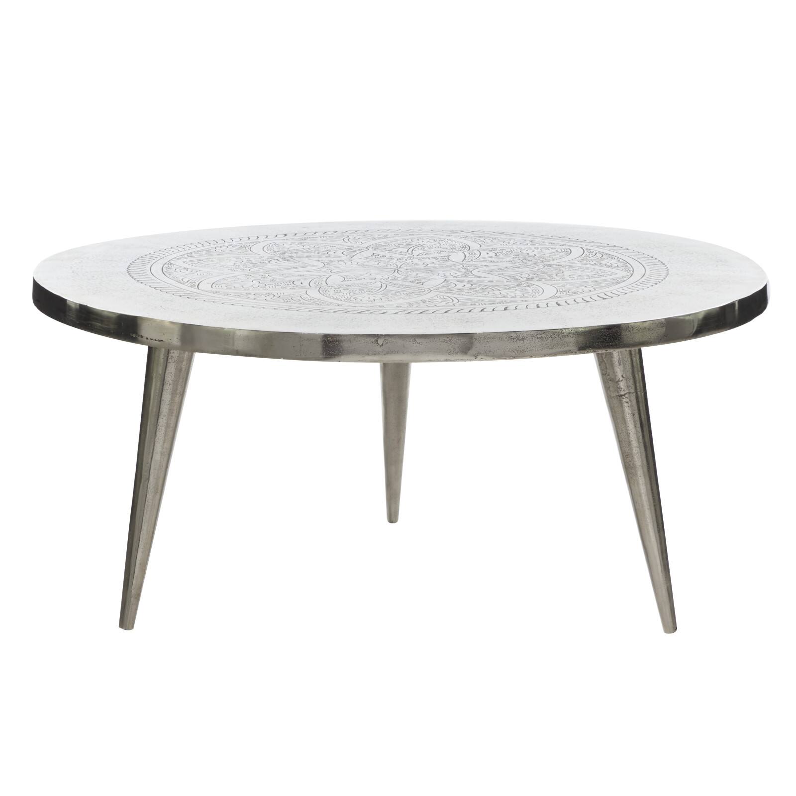 Silver Aluminum Traditional Coffee Table