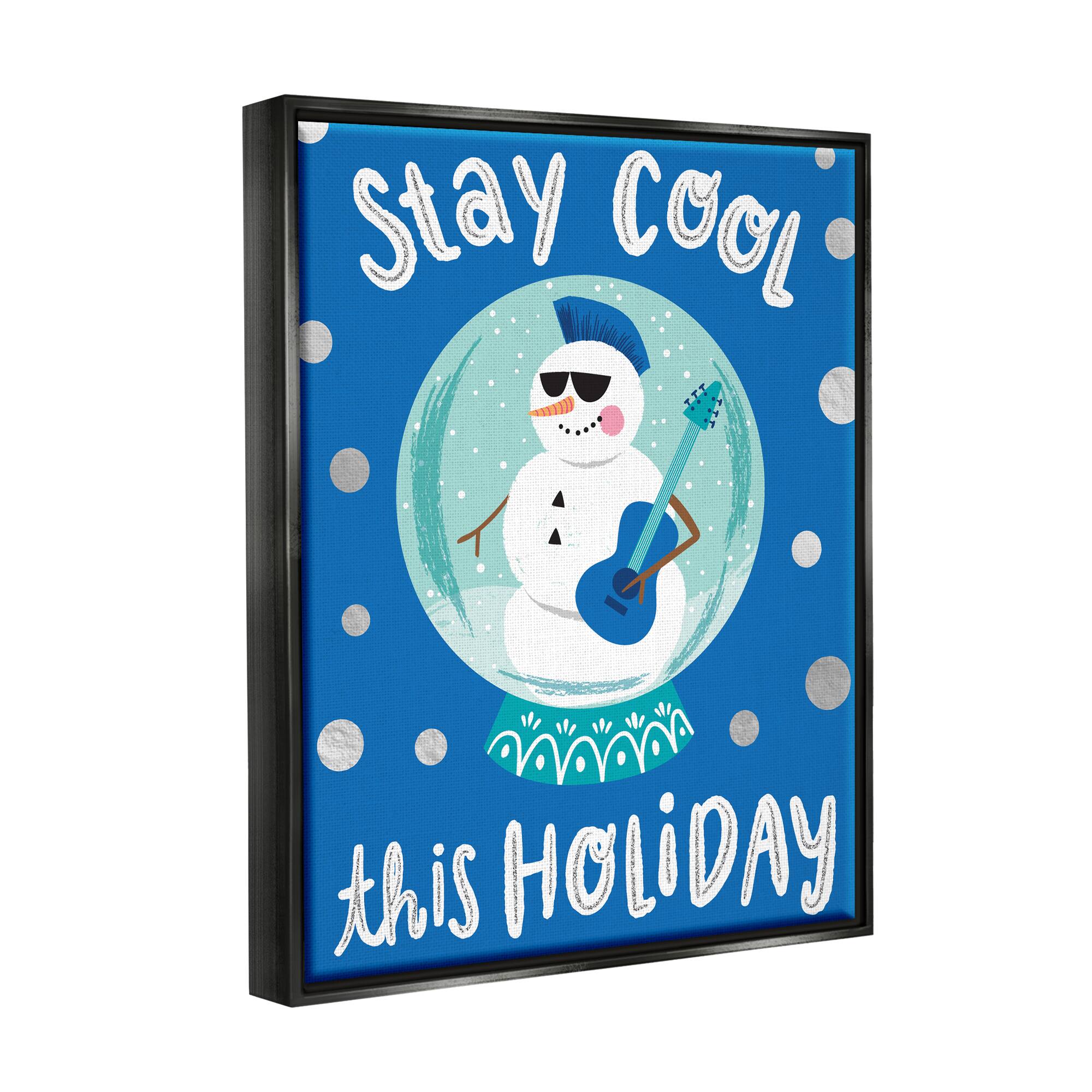Stupell Industries Stay Cool This Holiday Musician Snowman Framed Floater Canvas Wall Art